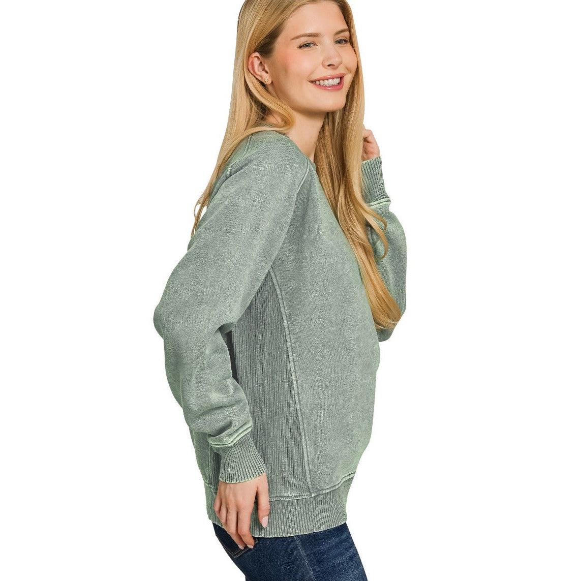 Acid Washed Fleece Sweatshirt
