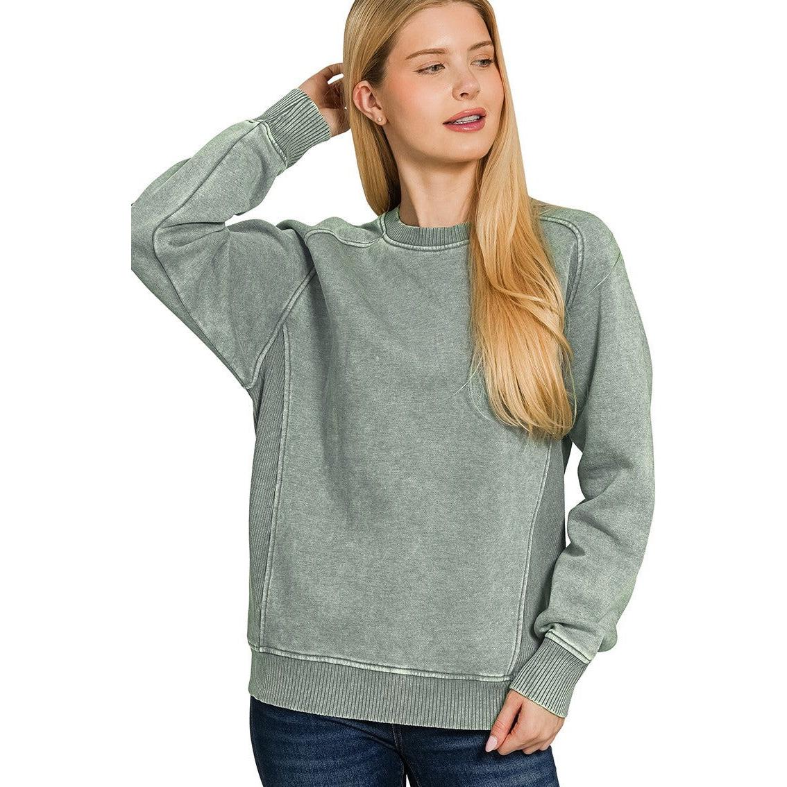 Acid Washed Fleece Sweatshirt