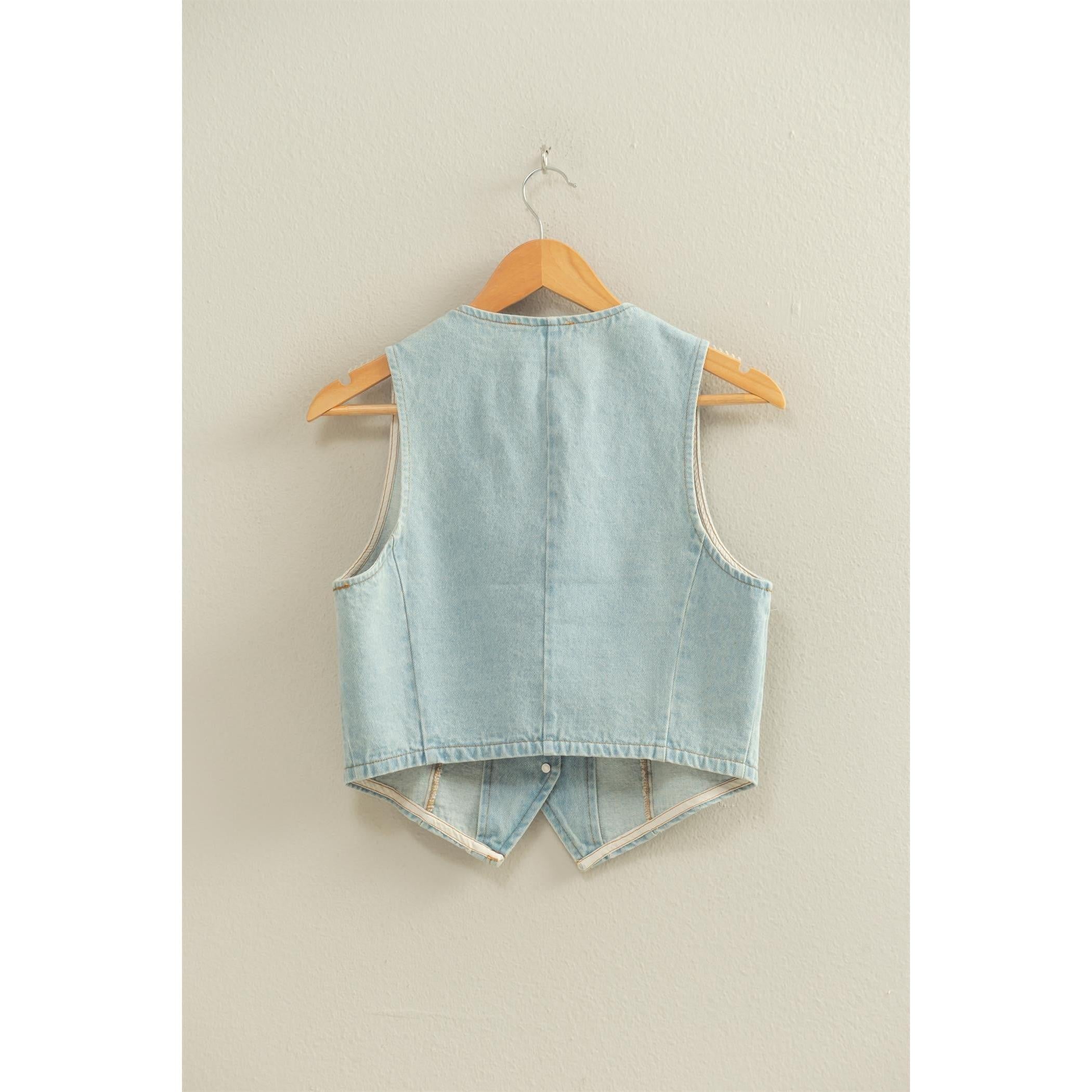Button Up Denim Vest