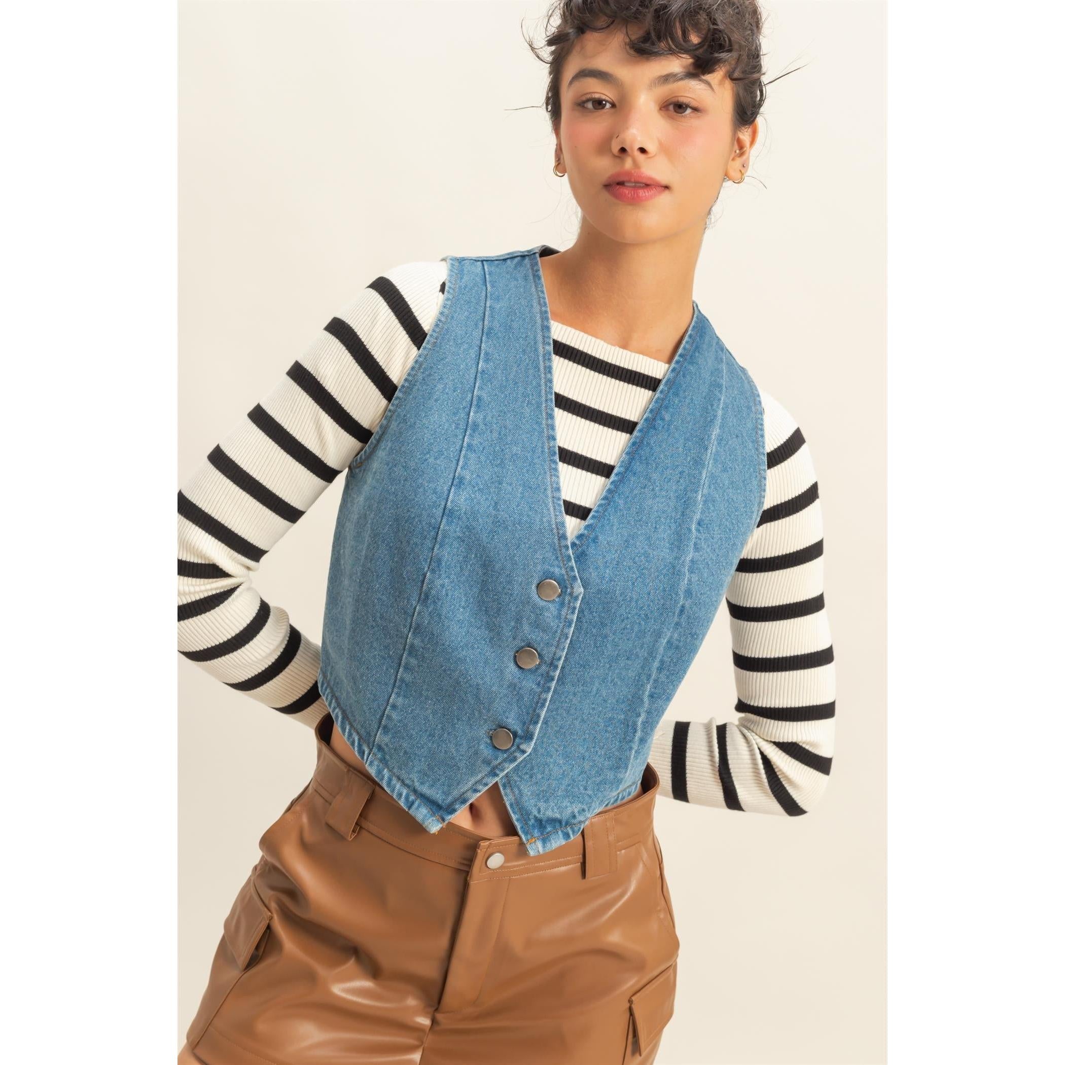 Button Up Denim Vest