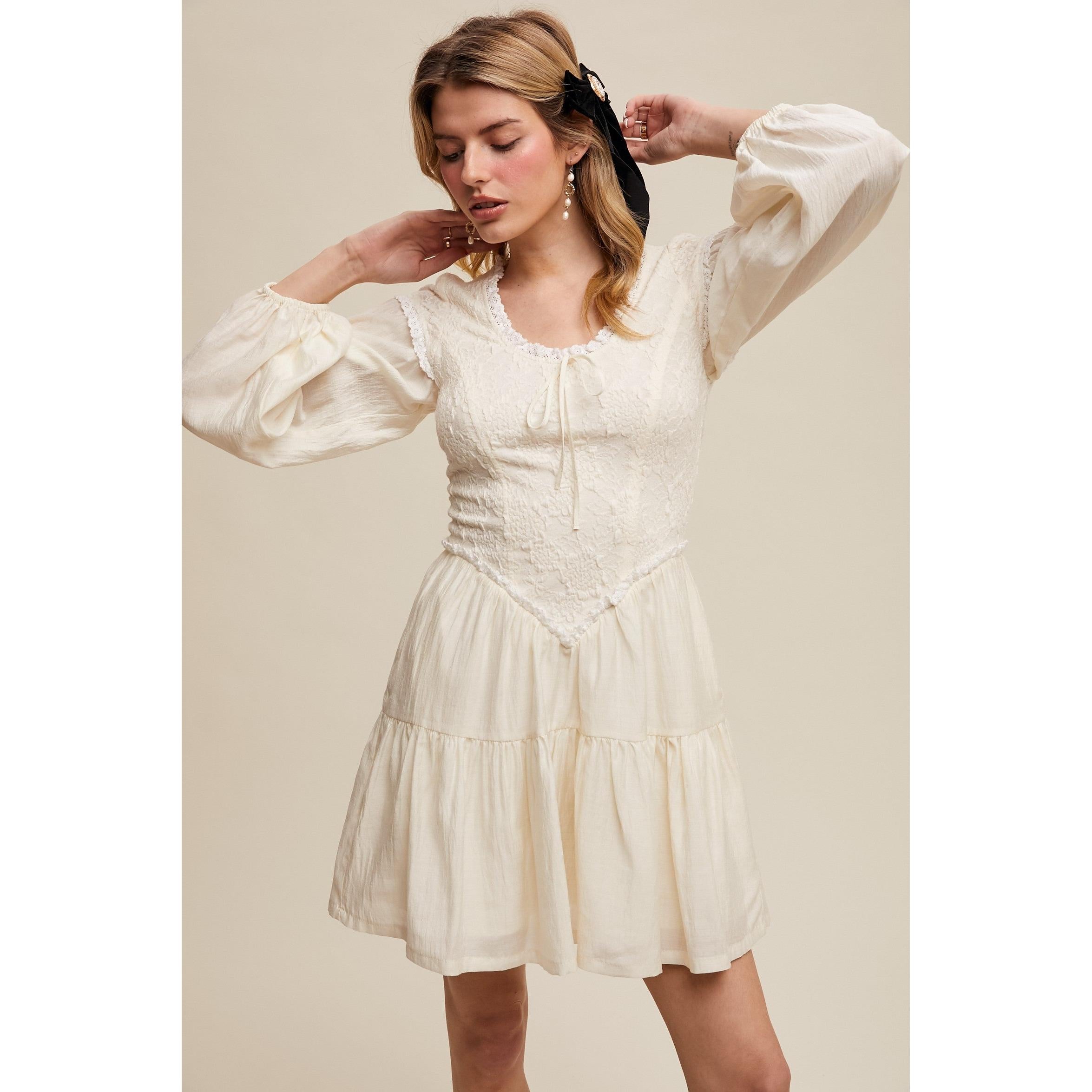 Lace Corset Dress || Cream MEDIUM