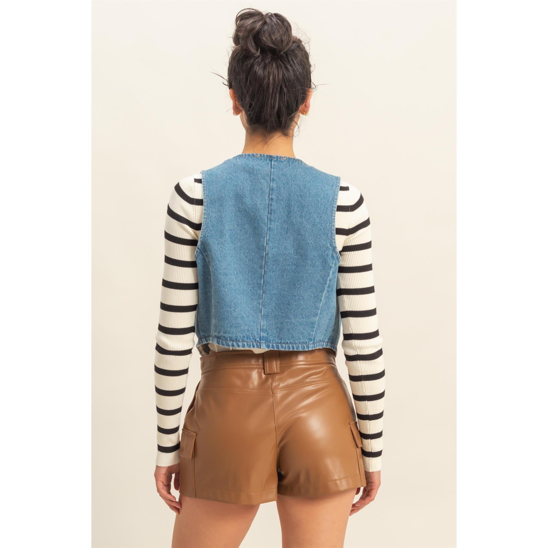 Button Up Denim Vest