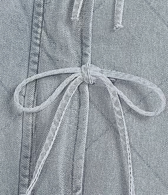 Washed Denim Tie Front Jacket