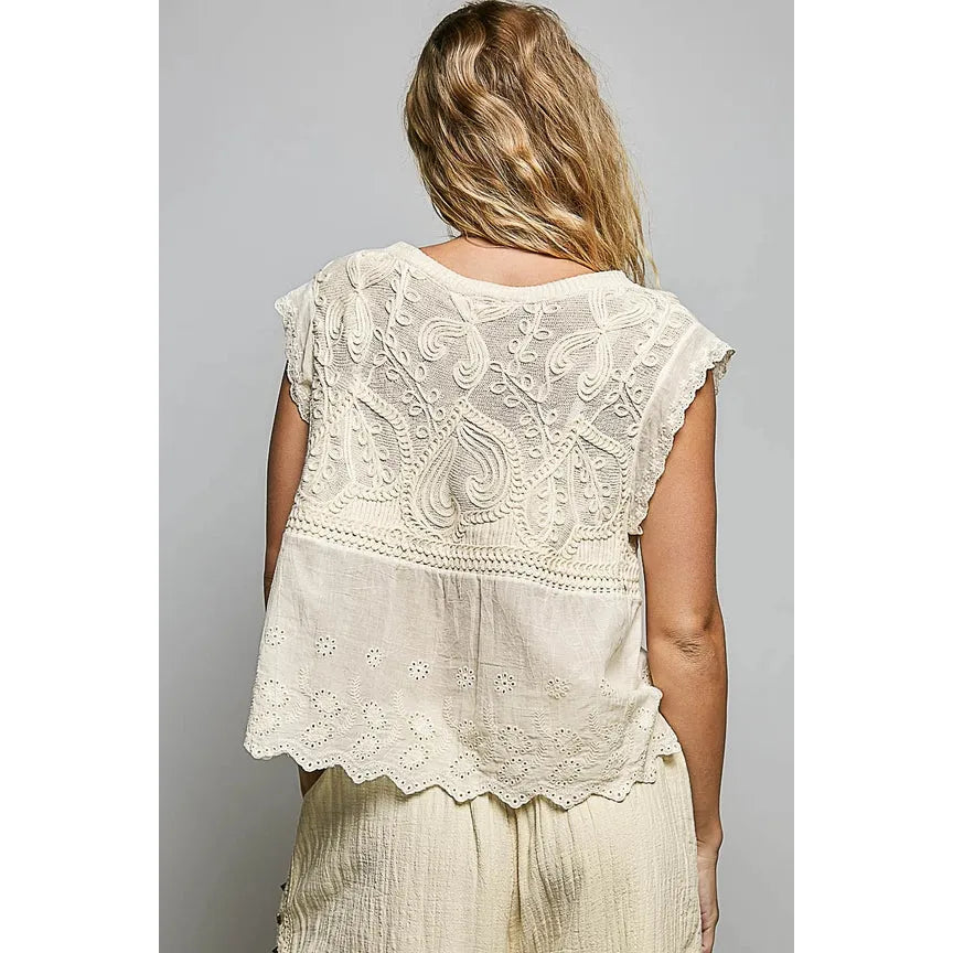 Crochet Sleevless Top || Natural