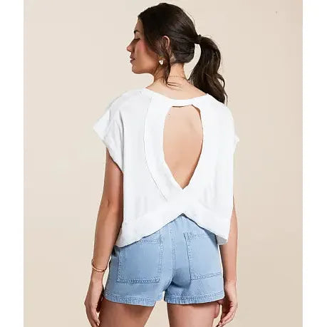 Boxy Open Back Tee || White