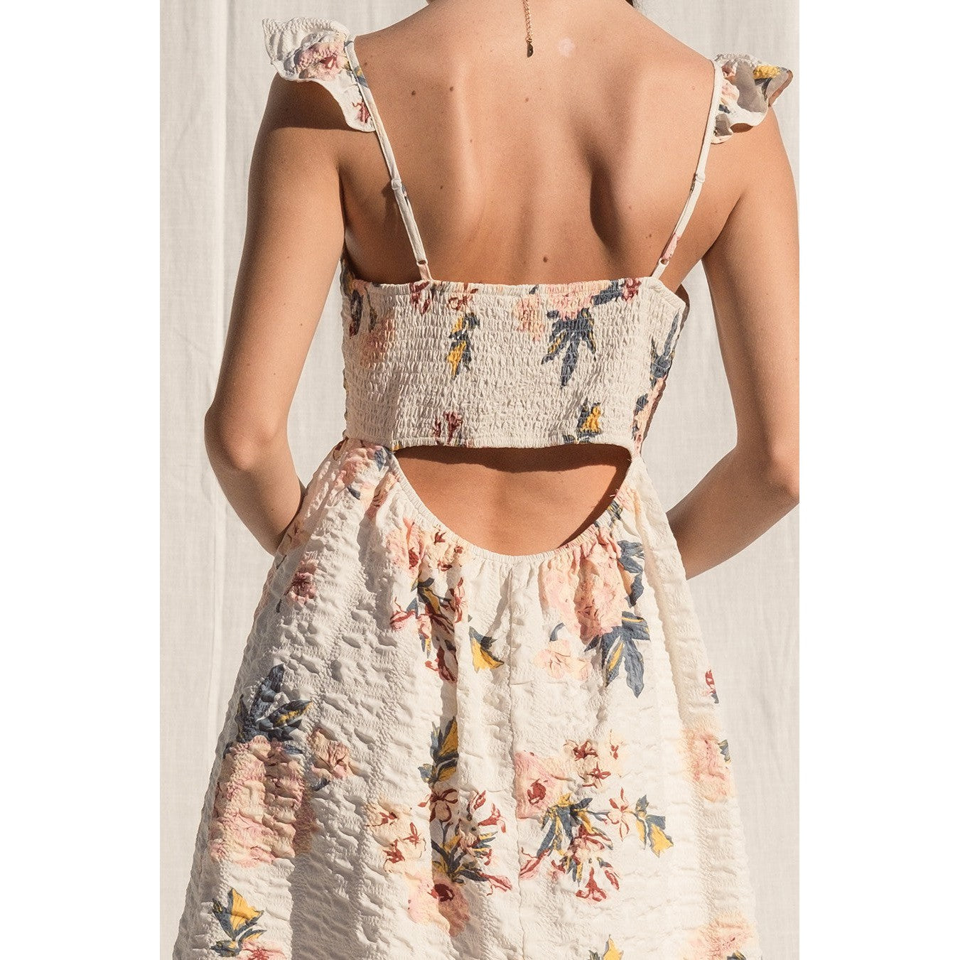 Textured Floral Dress || Ivory