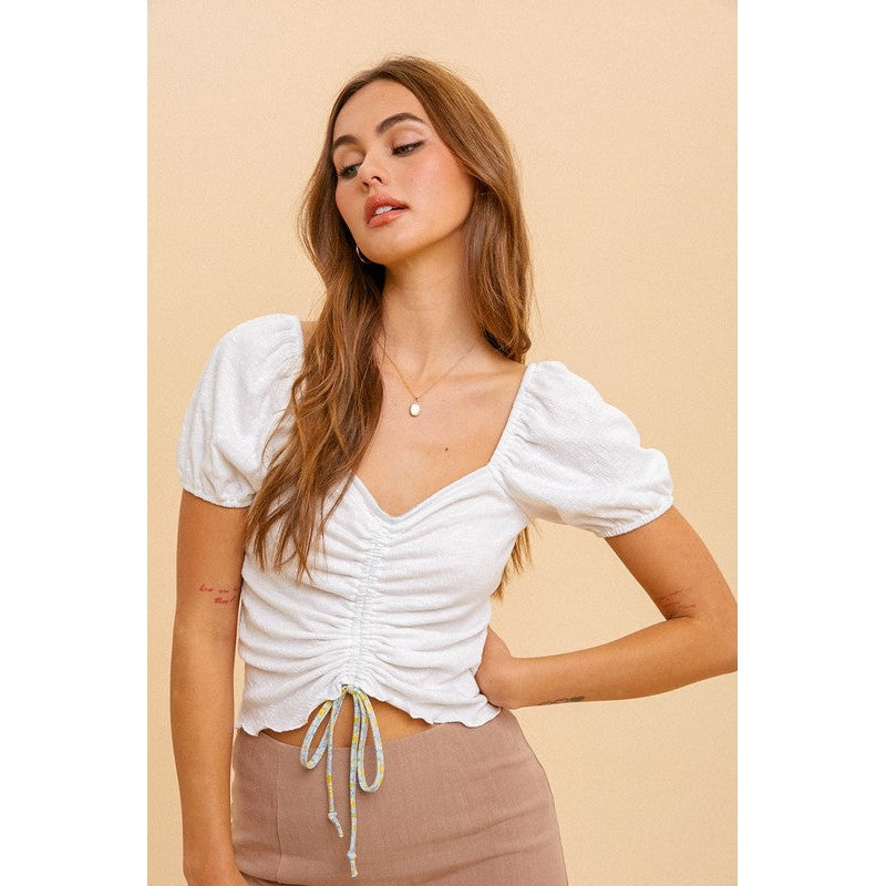 Cinched Front Top || Ivory