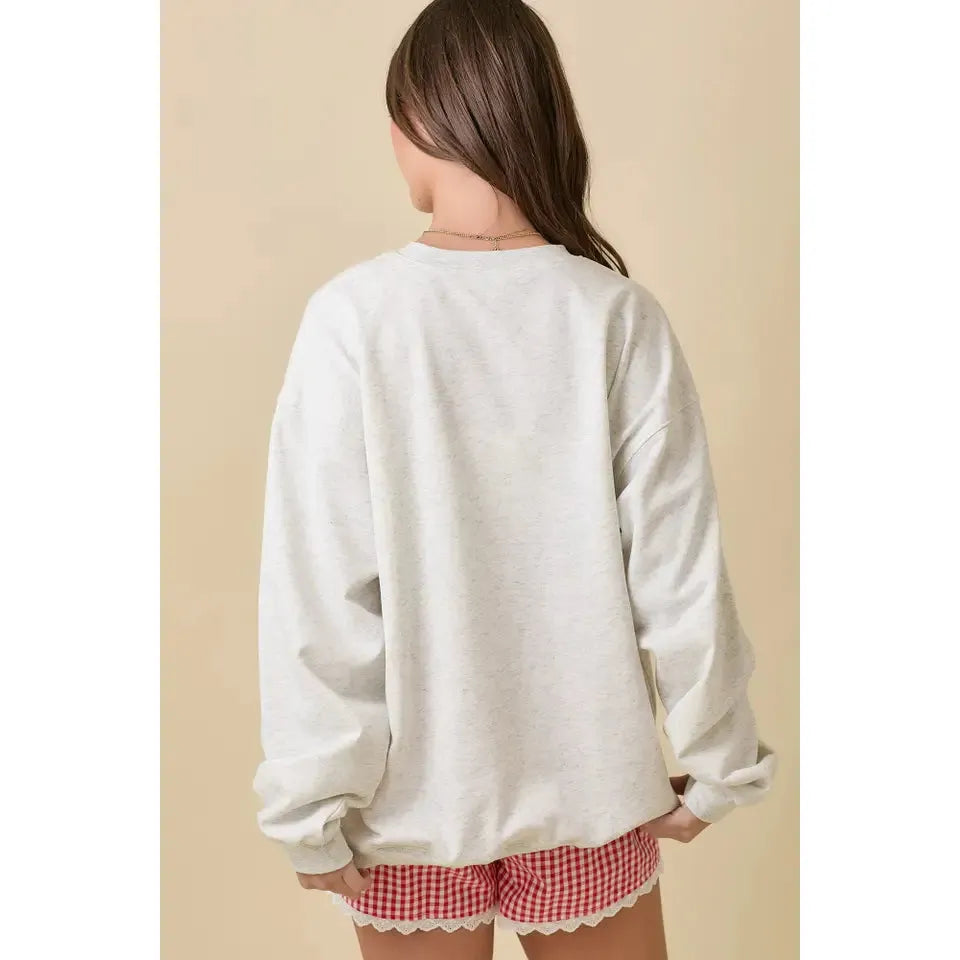 USA Patchwork Crewneck Sweatshirt || Heather Grey