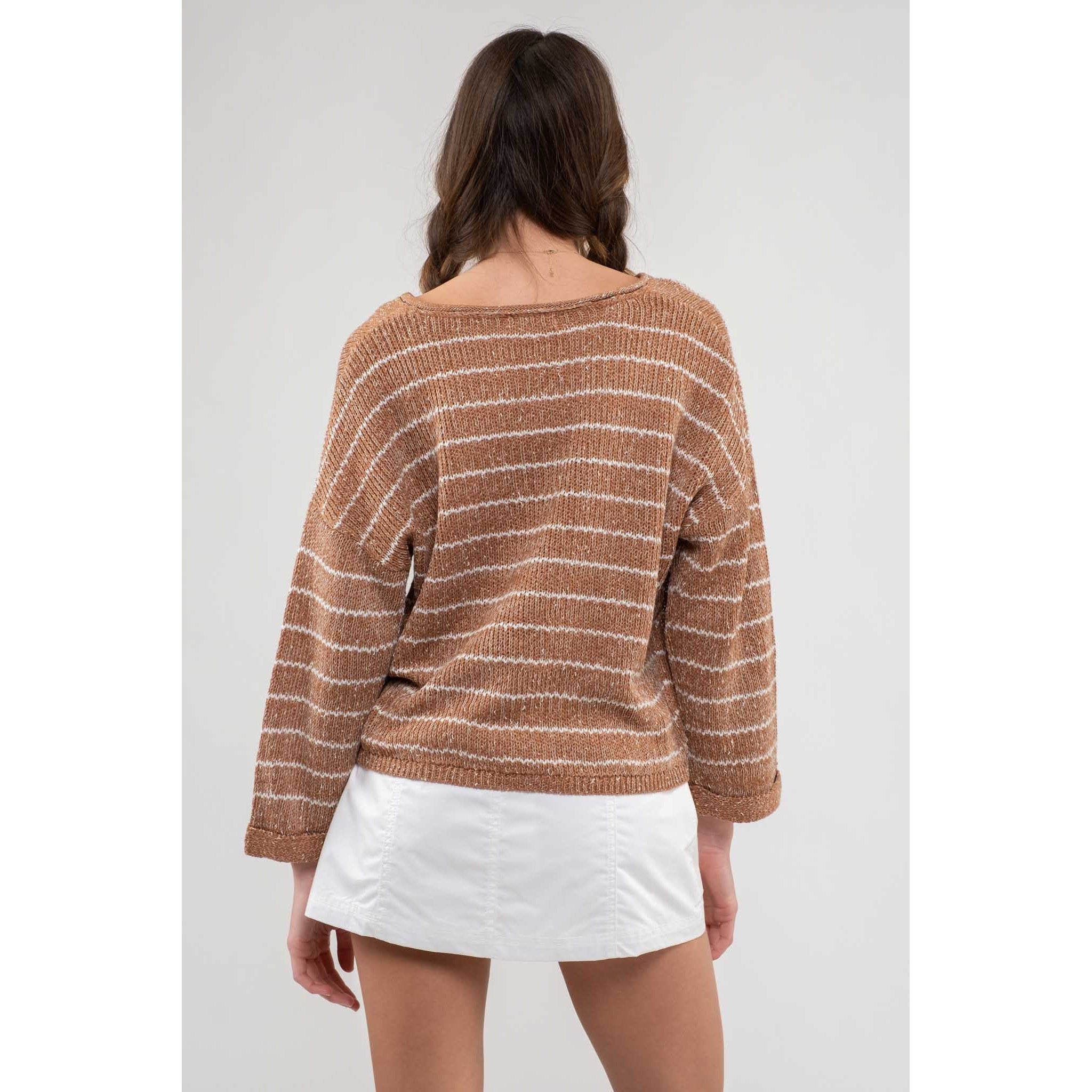 Striped V Neck Sweater || Sienna