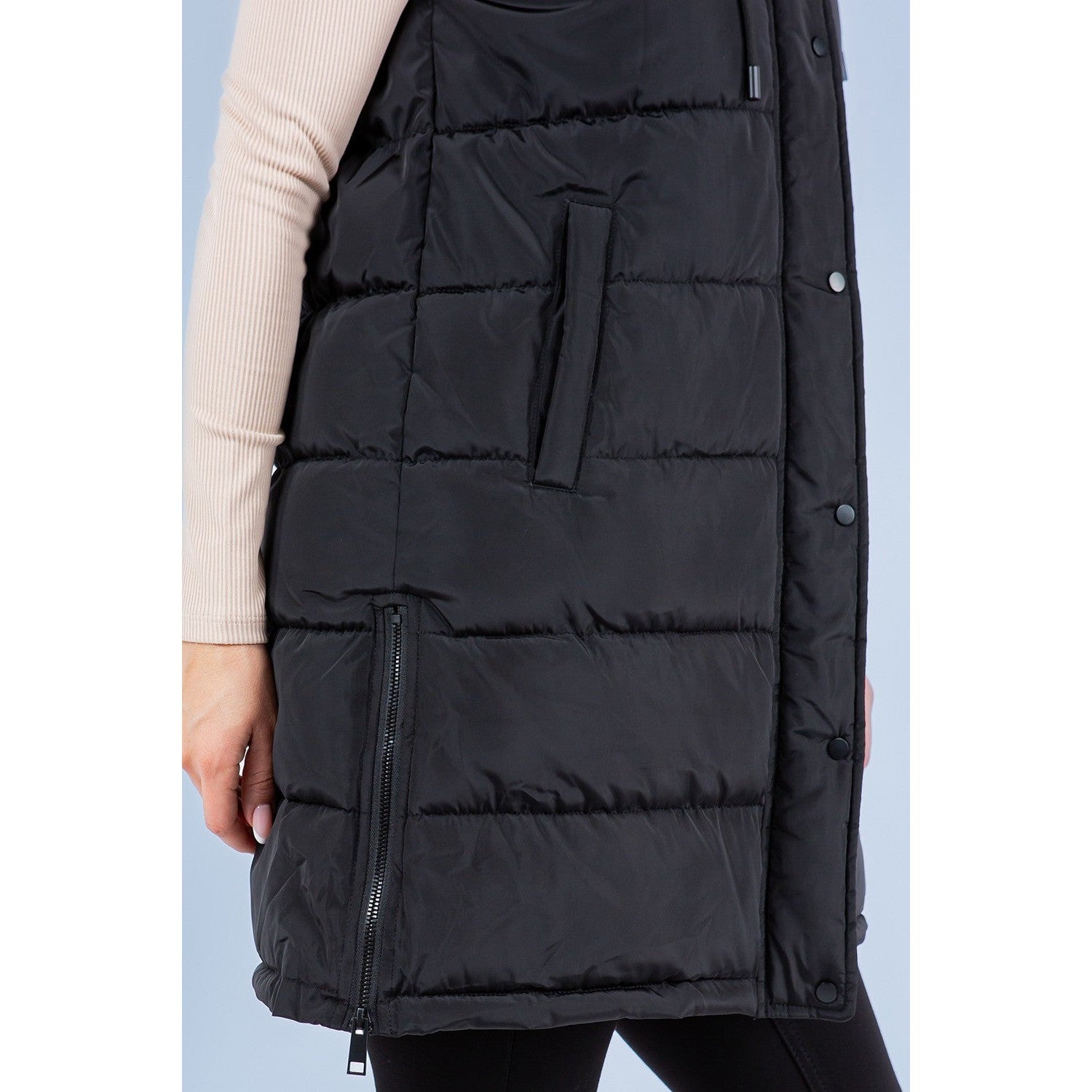 Long Puffer Vest || Black