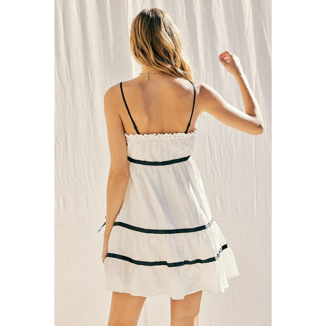 Textured Dress with Bows || Ivory