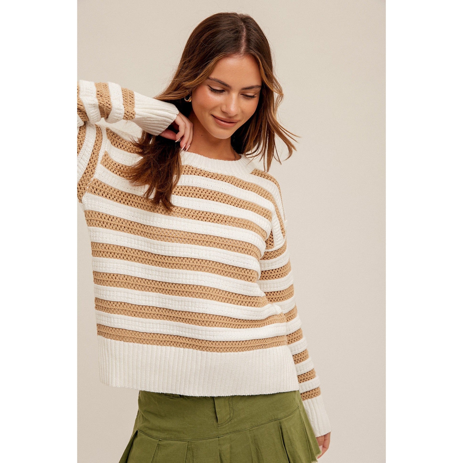Stripe Sweater || Cream/Taupe