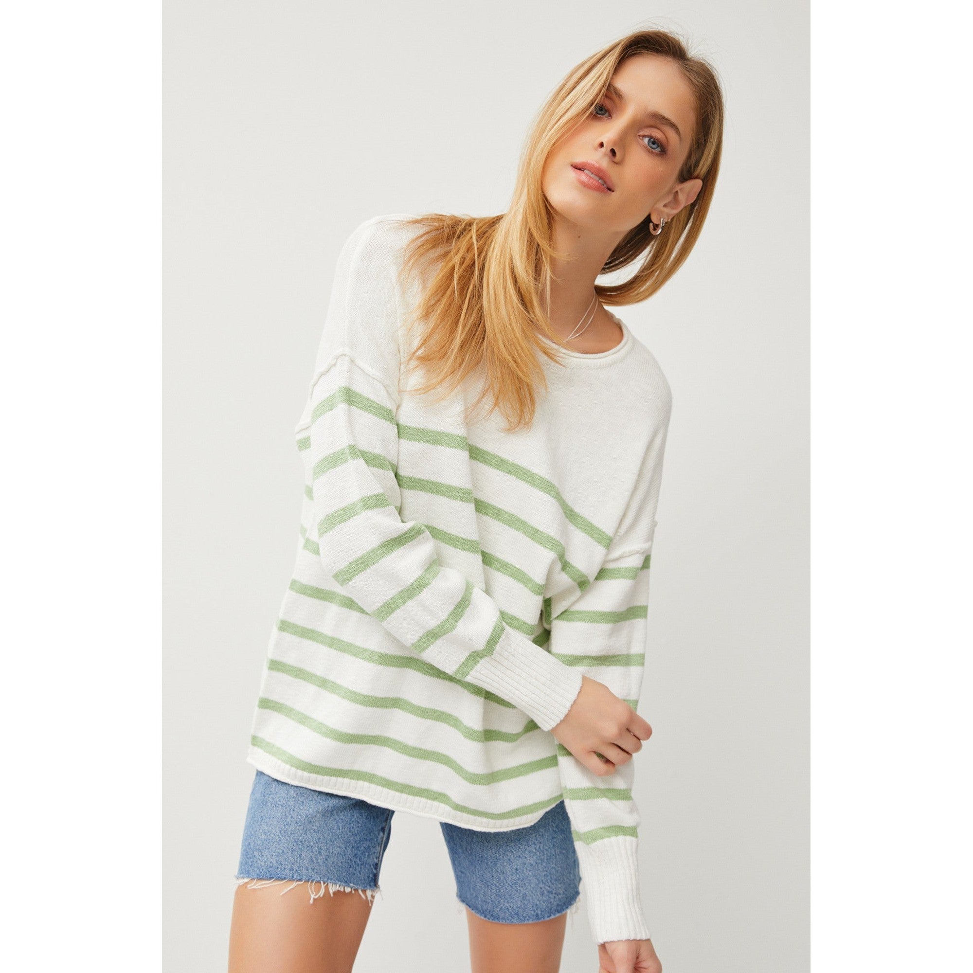 Stripe Sweater || Sage