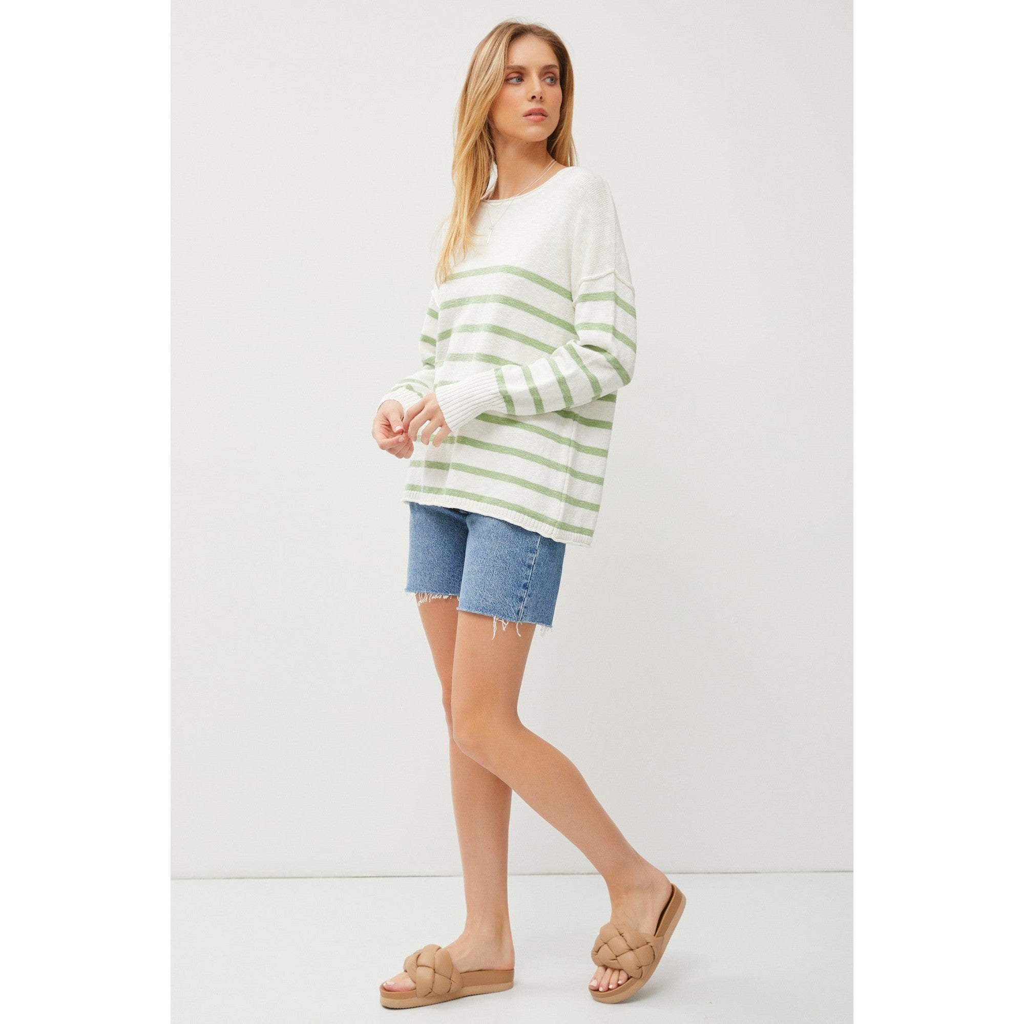 Stripe Sweater || Sage