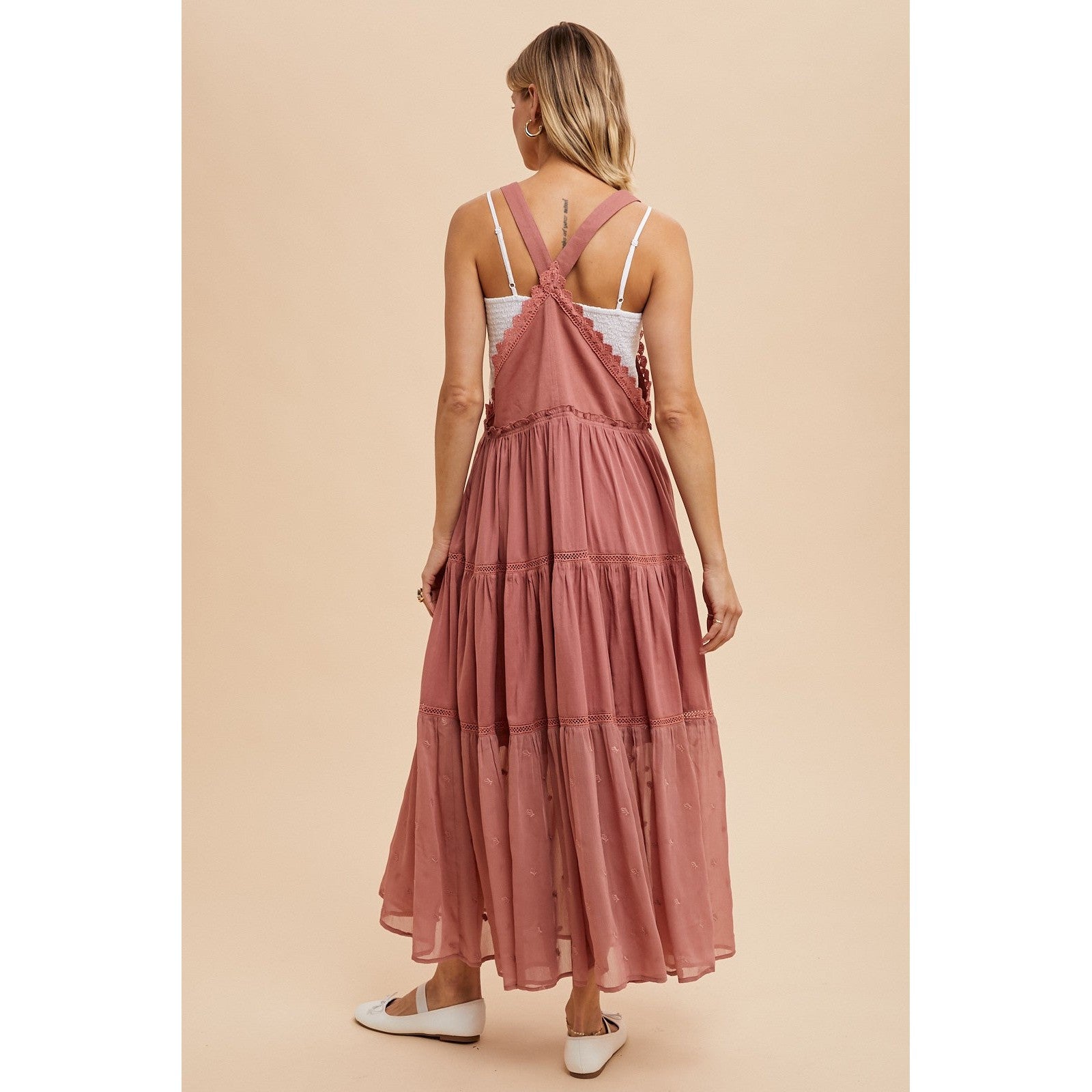 Overall Embroidered Dress || Desert Rose