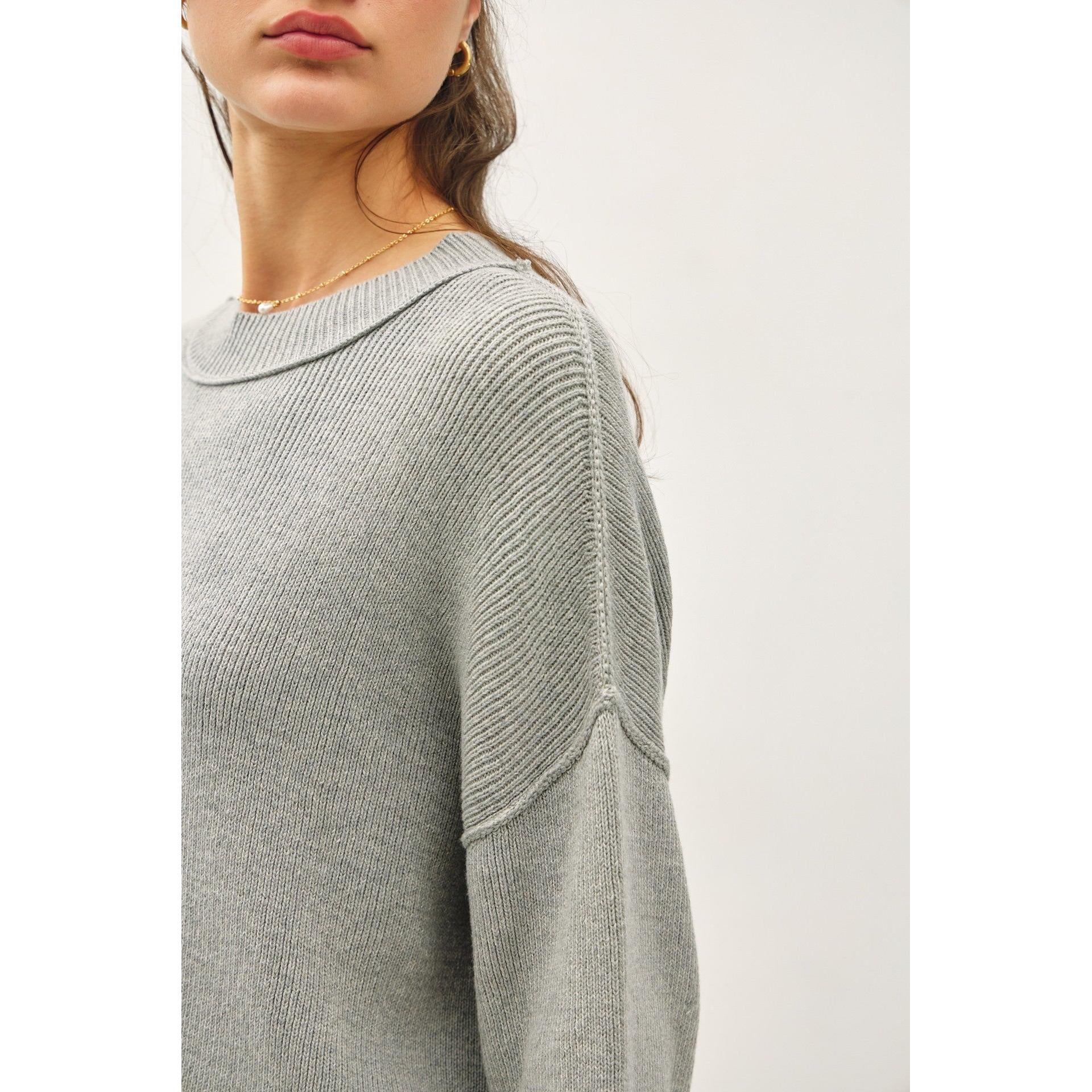 Ribbed Knit Sweater || Heather Grey