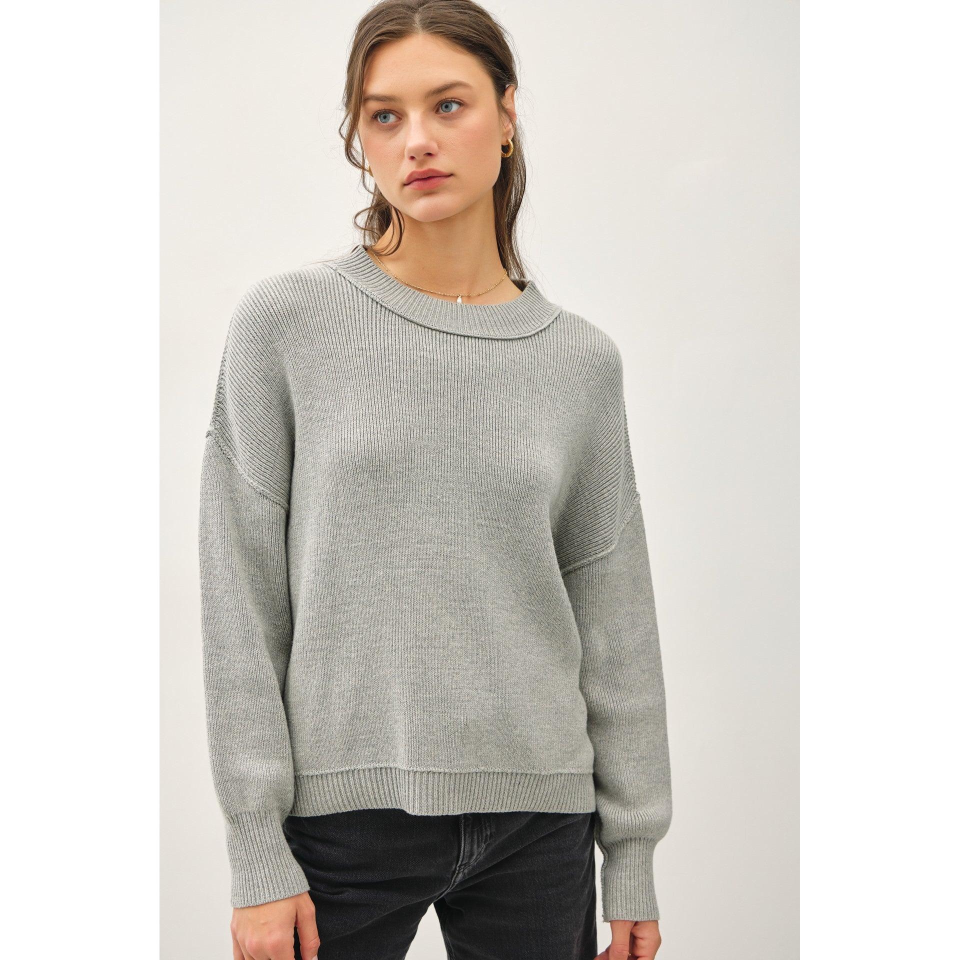 ribbed crewneck grey sweater