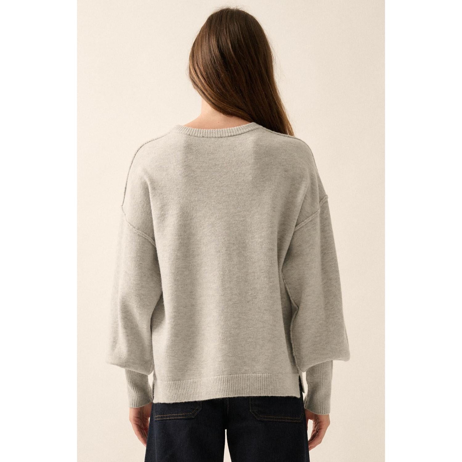 Drop Shoulder Sweater || Grey