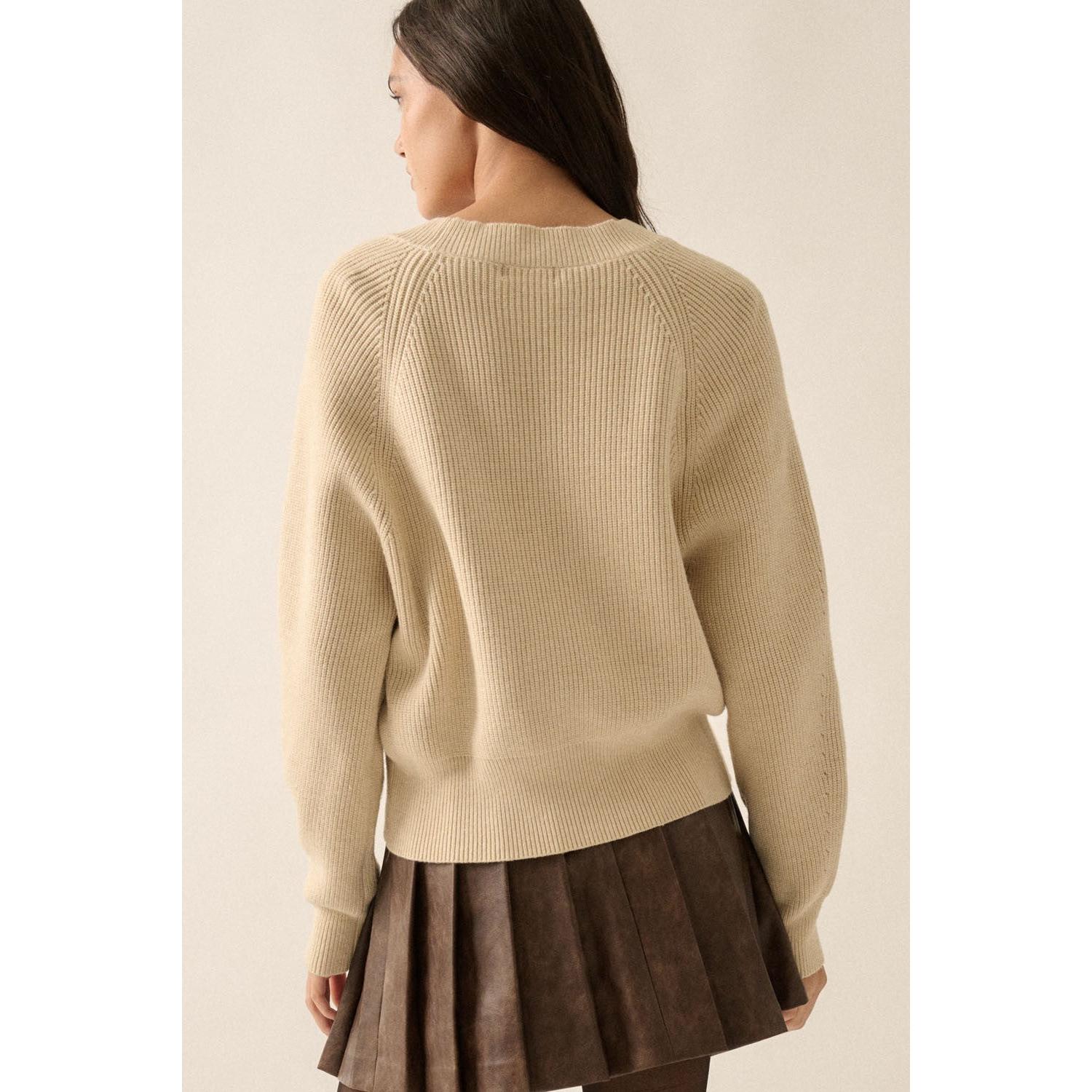 Layered Ribbed Sweater || Cream