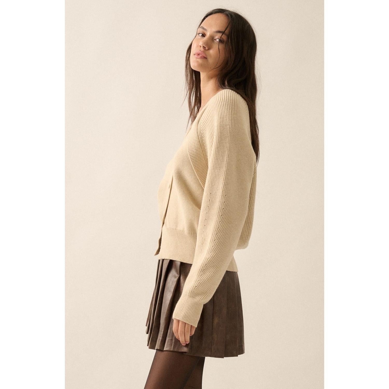 Layered Ribbed Sweater || Cream