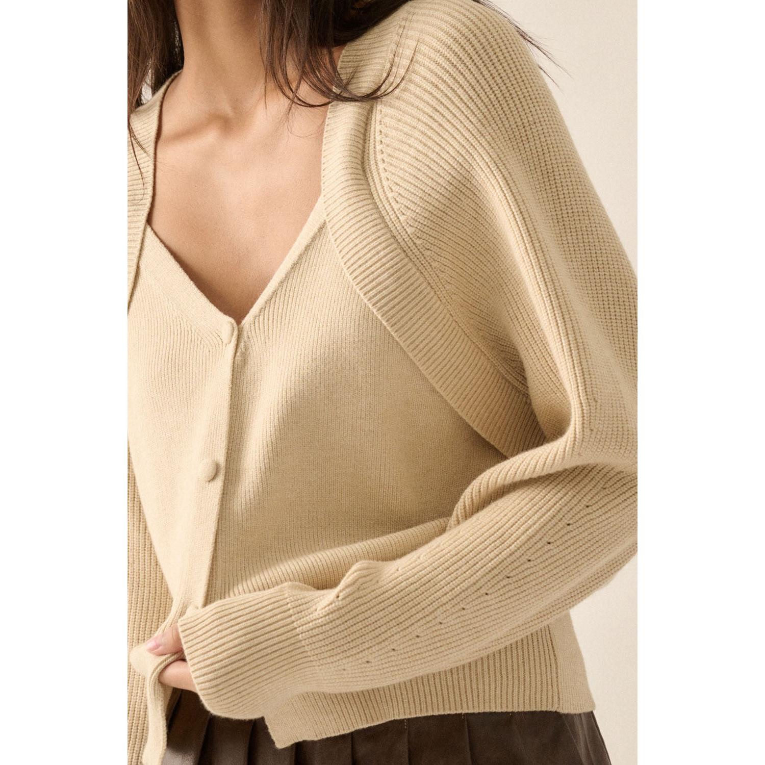 Layered Ribbed Sweater || Cream