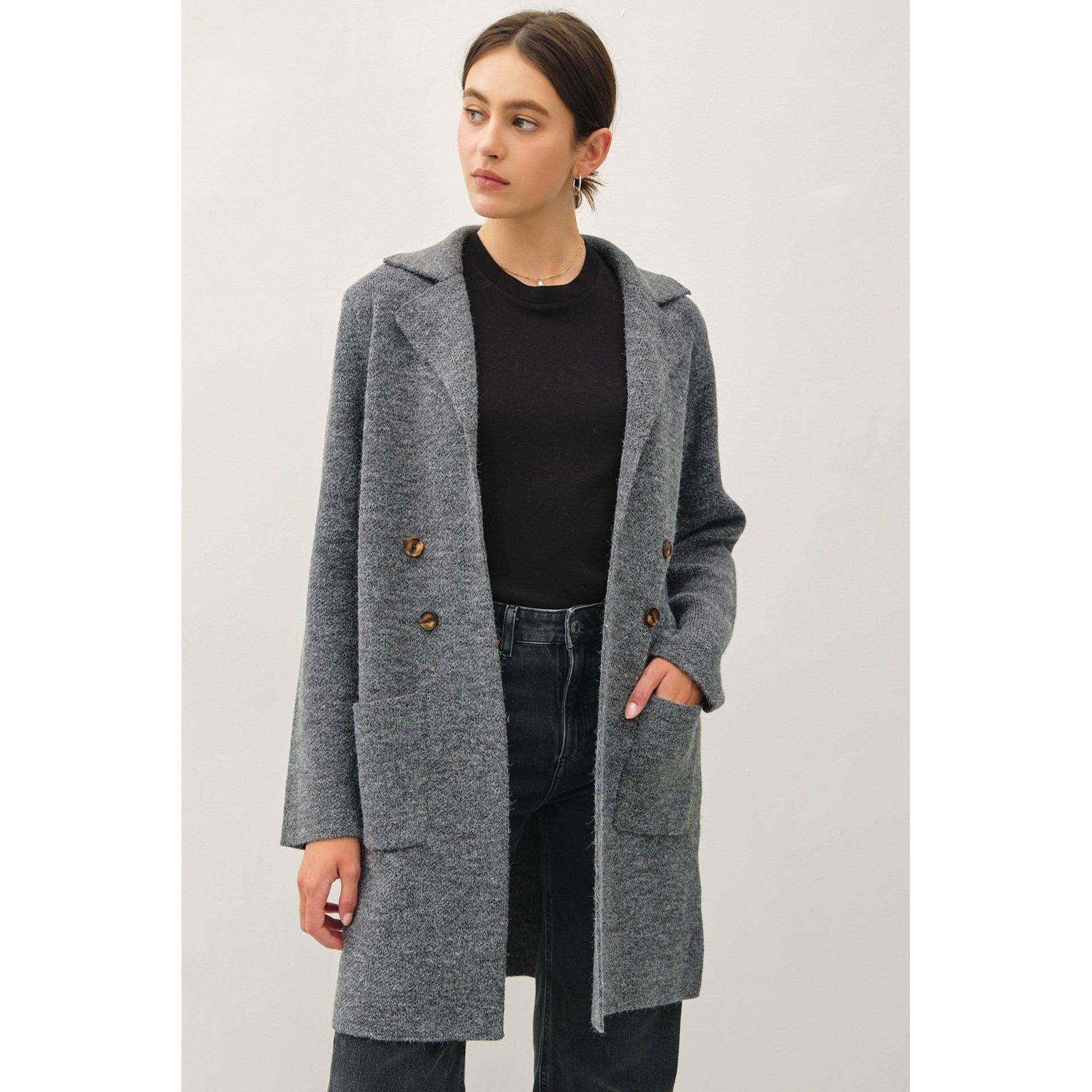 Charcoal Long Cardigan/Coatigan 