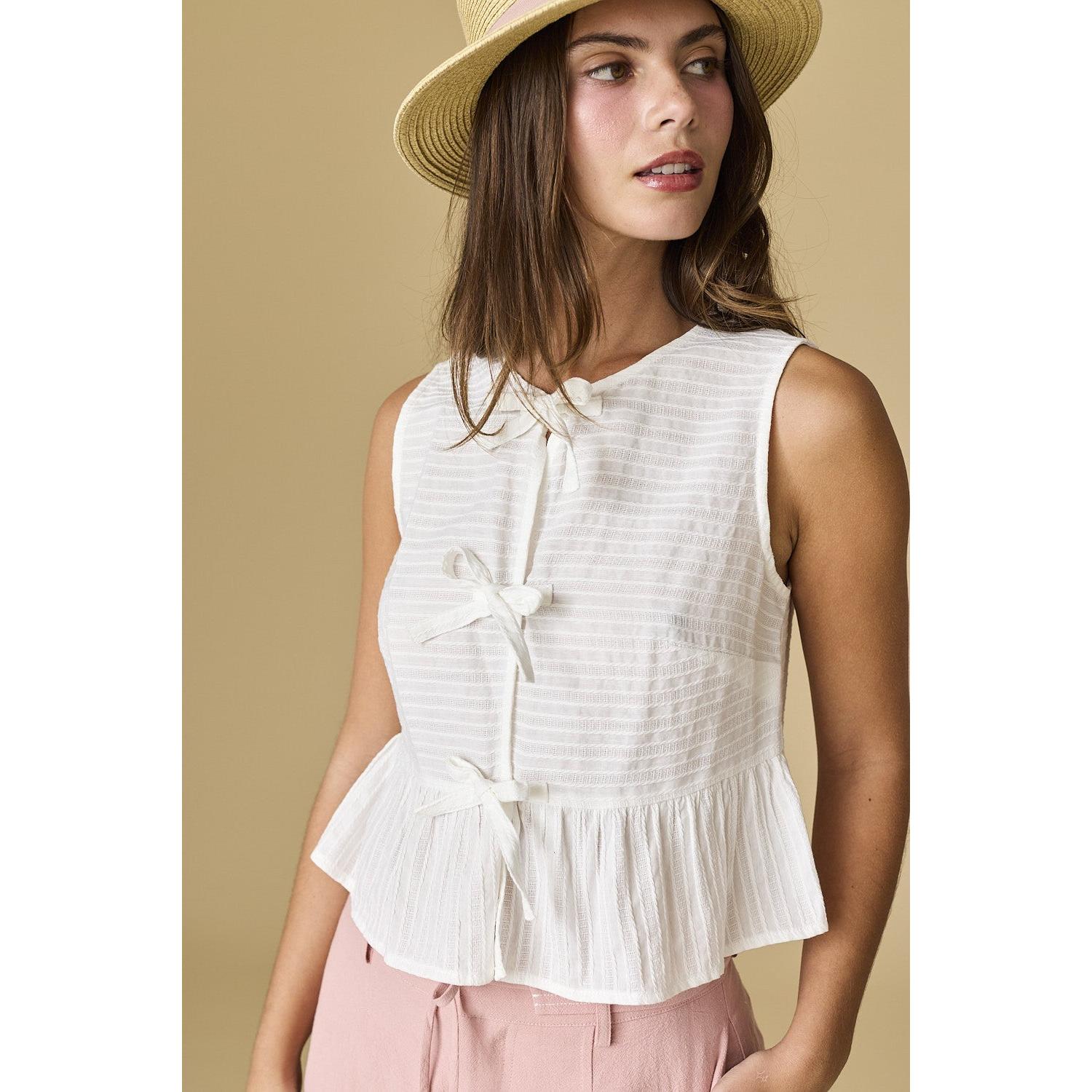 Sleeveless Bow Tie Top
