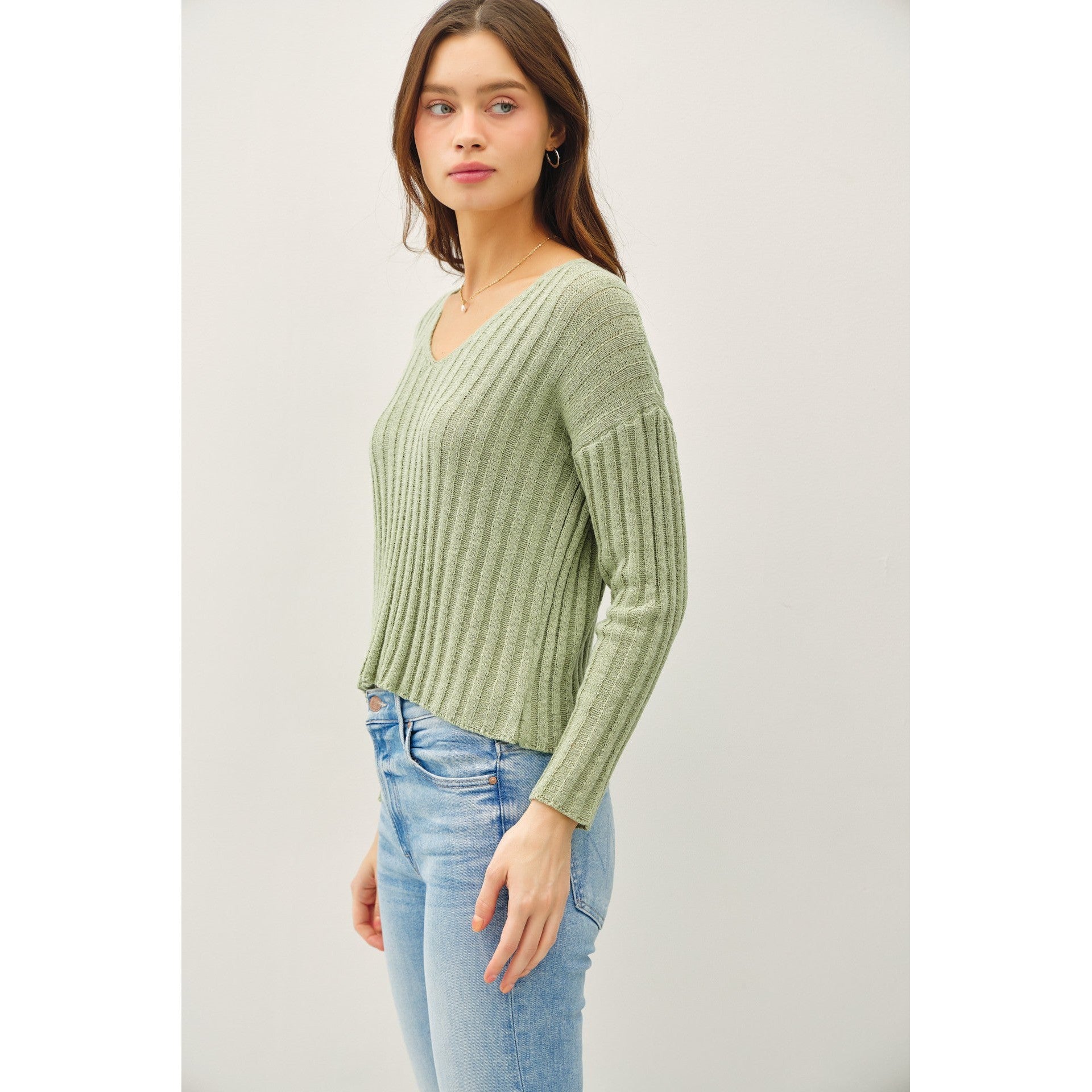 Ribbed Textured Sweater || Sage