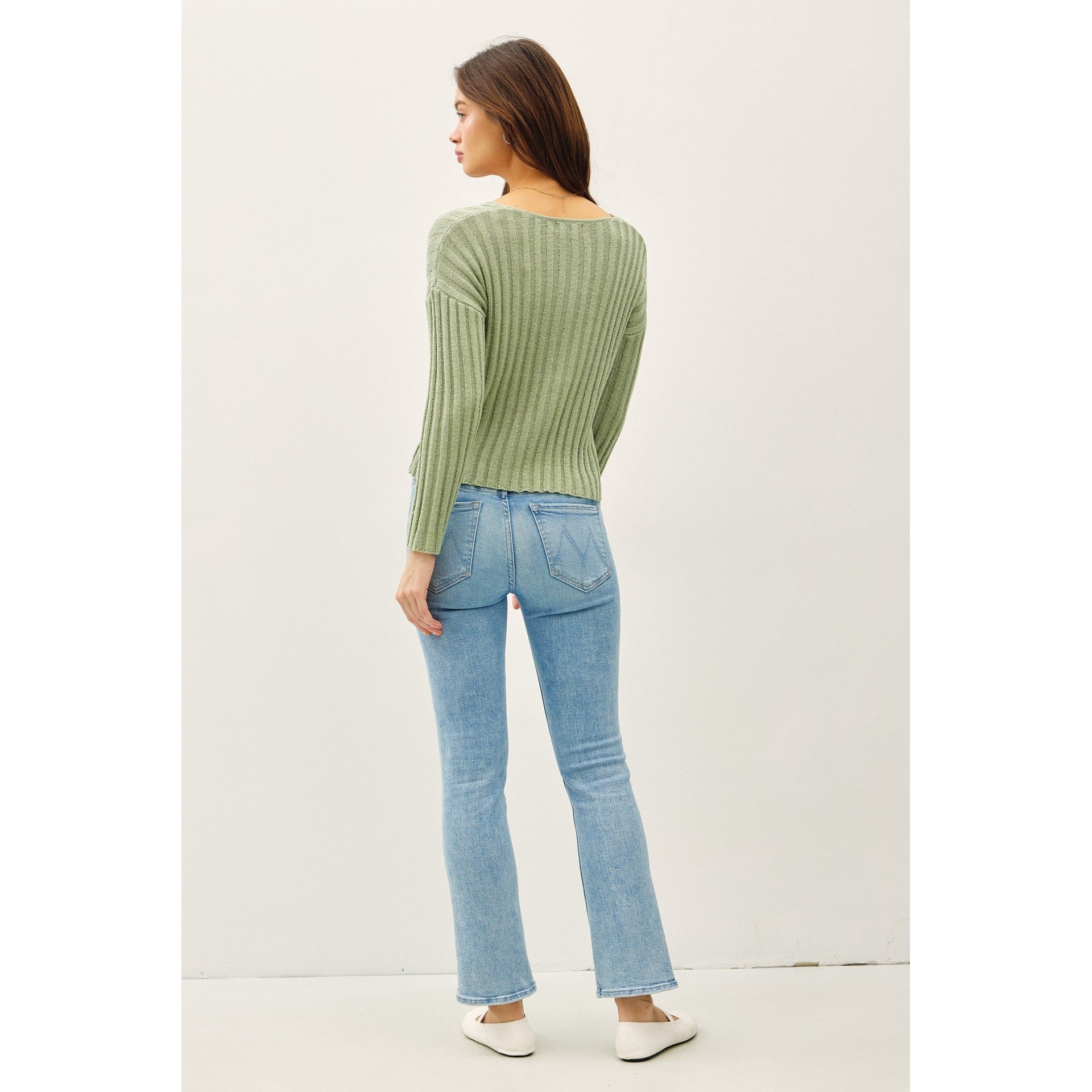 Ribbed Textured Sweater || Sage