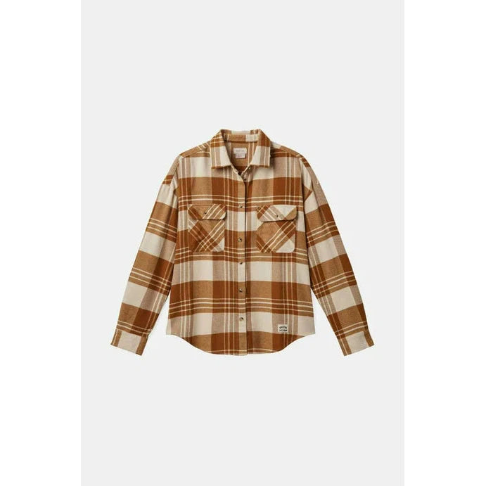 Brixton Bowery Flannel || Washed Copper/White Cap