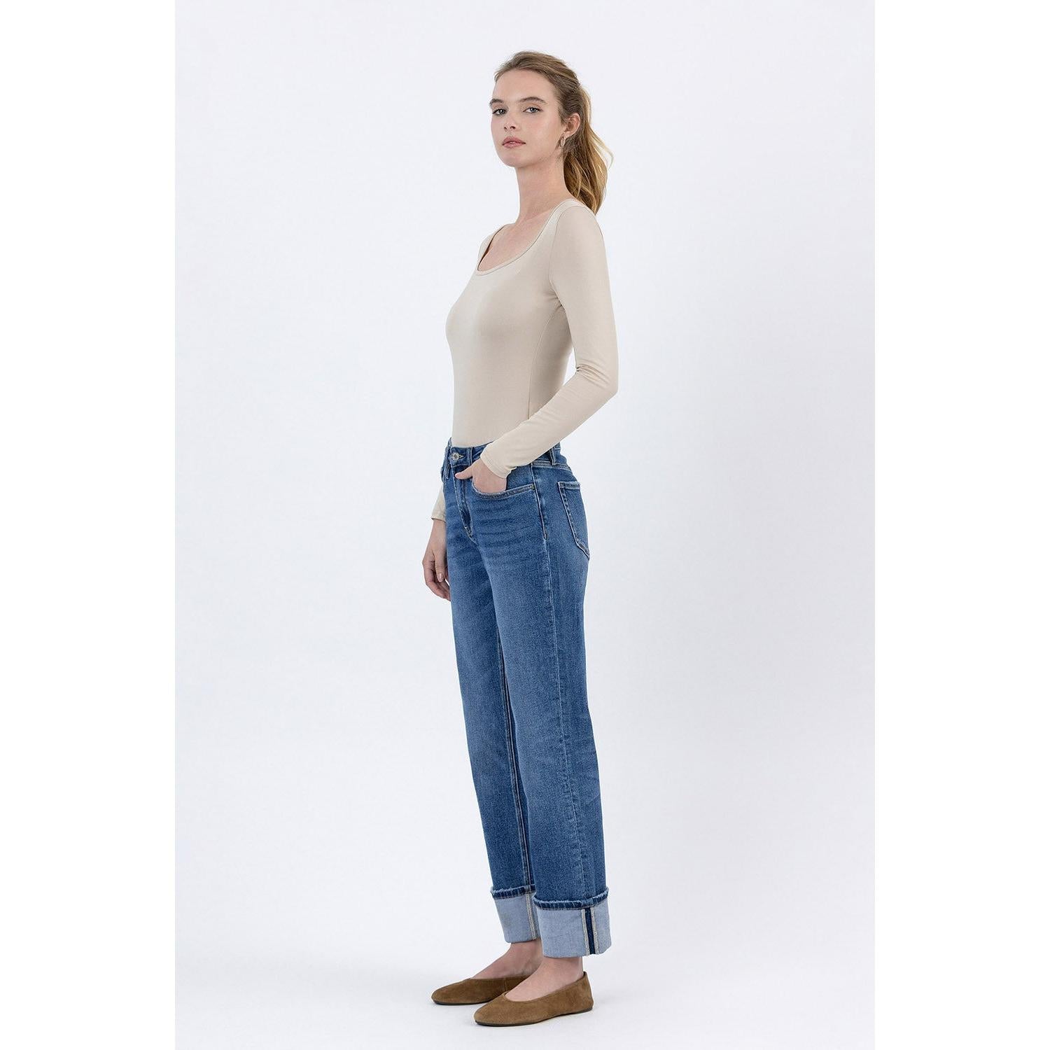 Vervet High Rise Cuffed Ankle Straigh