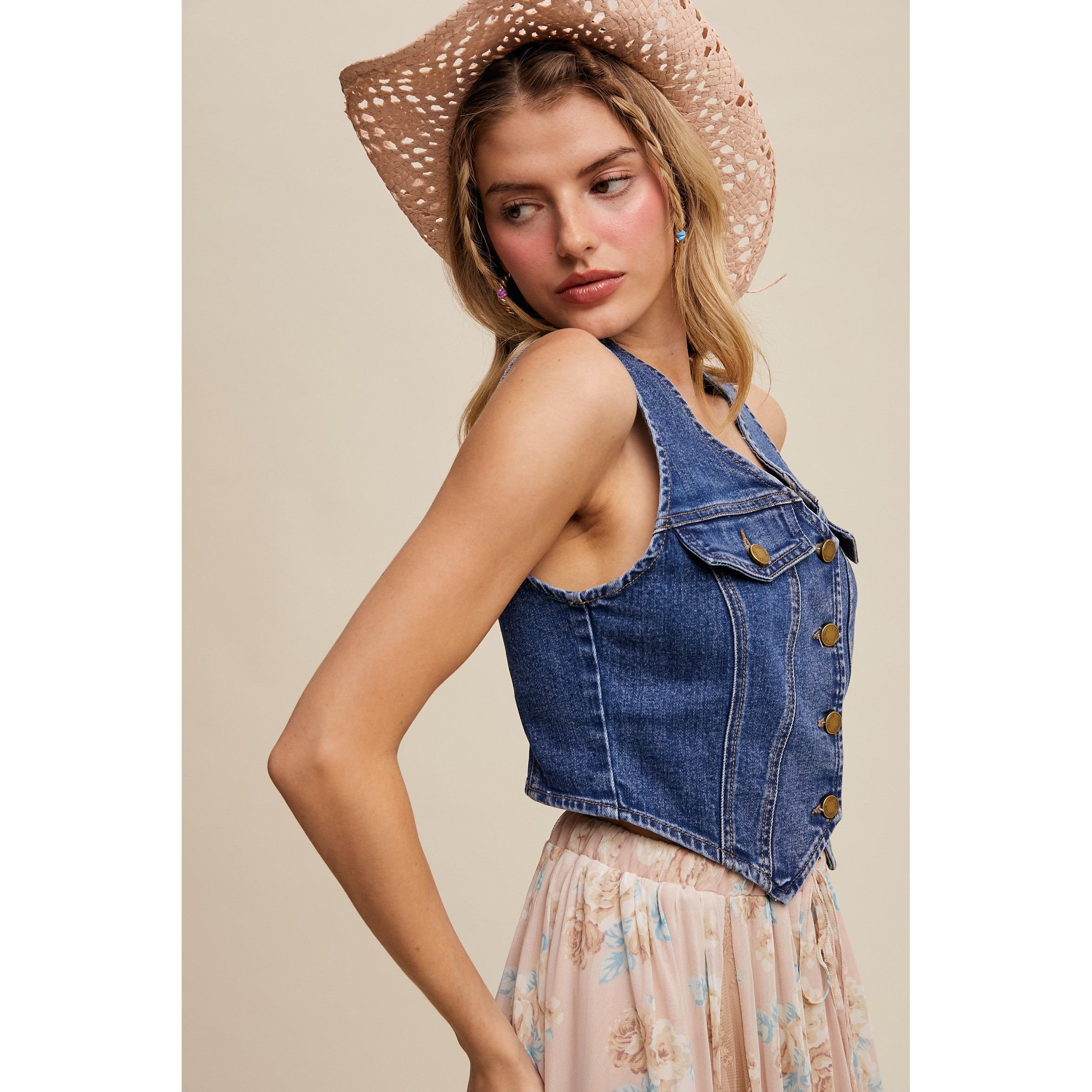 Fitted Denim Vest || Blue Haze