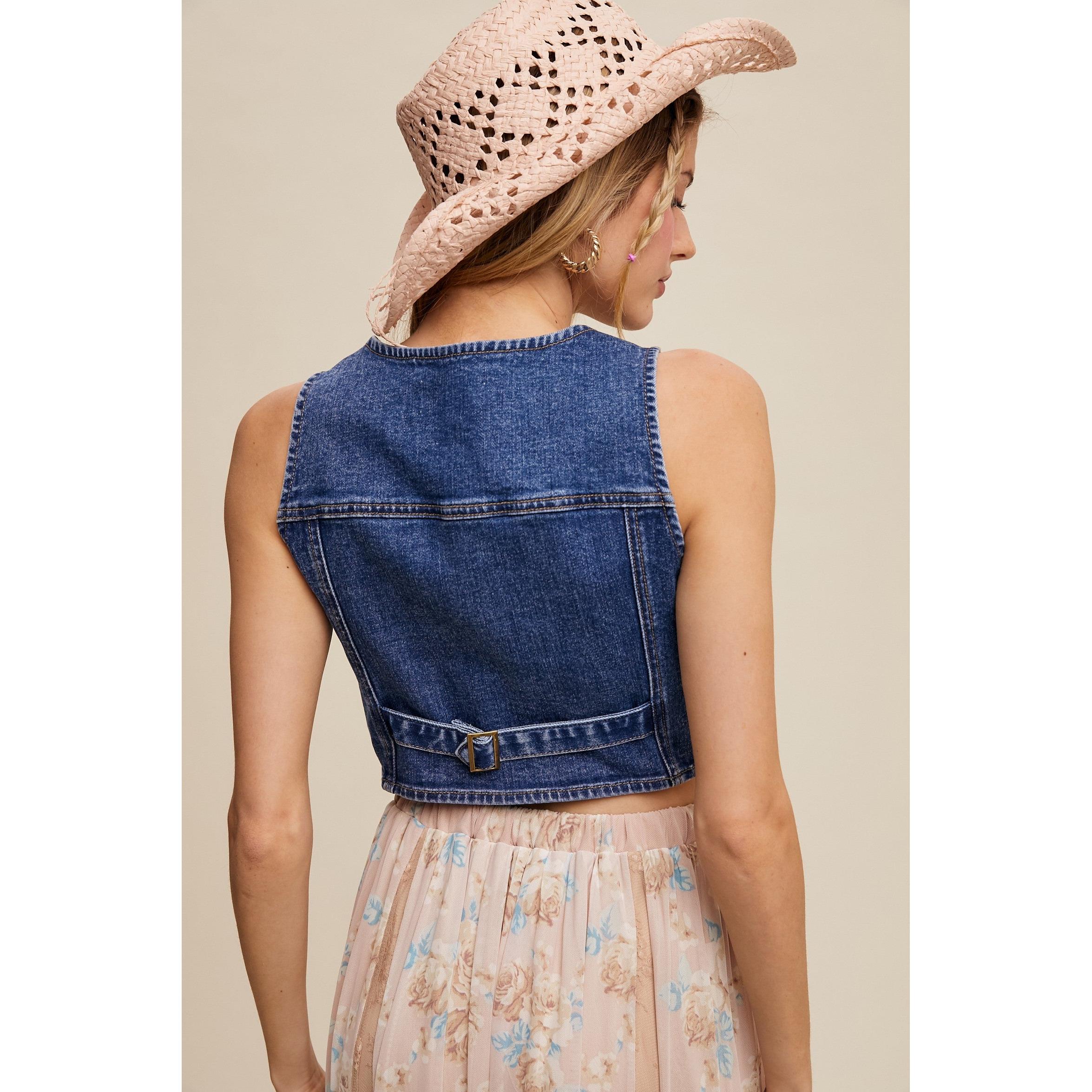 Fitted Denim Vest || Blue Haze