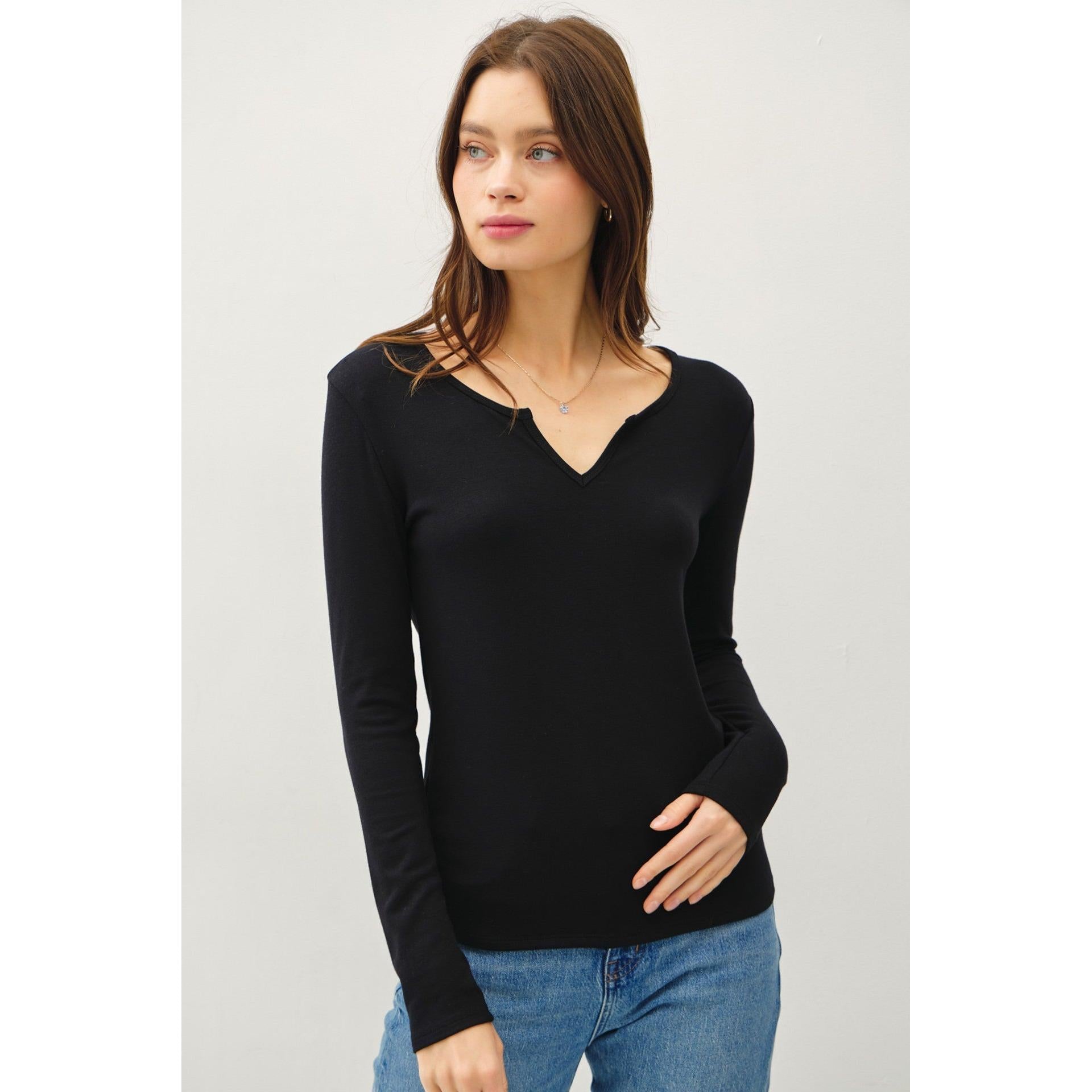 Ultra Soft Basic Long-sleeve Tee black brown