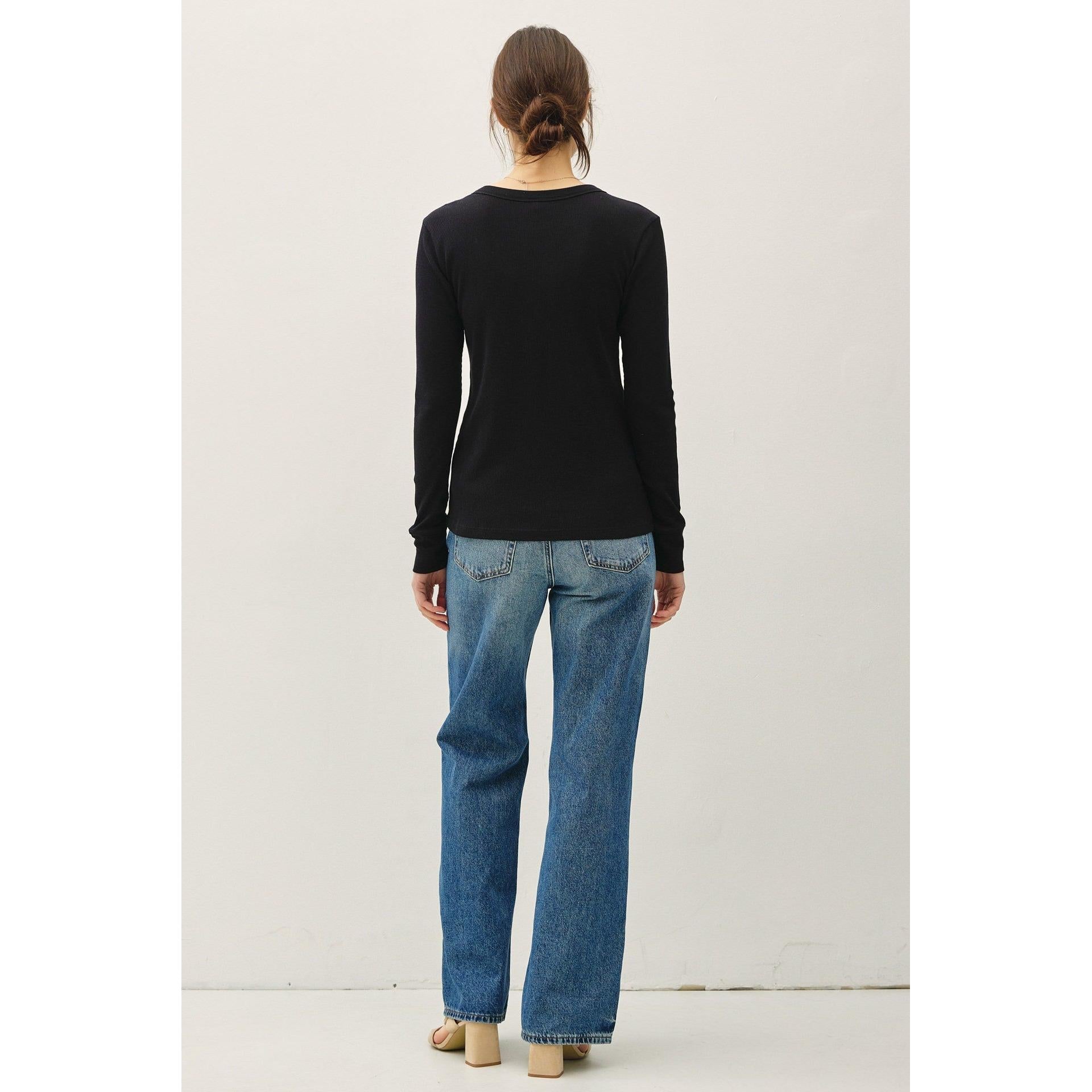 19669 - Ribbed Crewneck Long Sleeve || Black