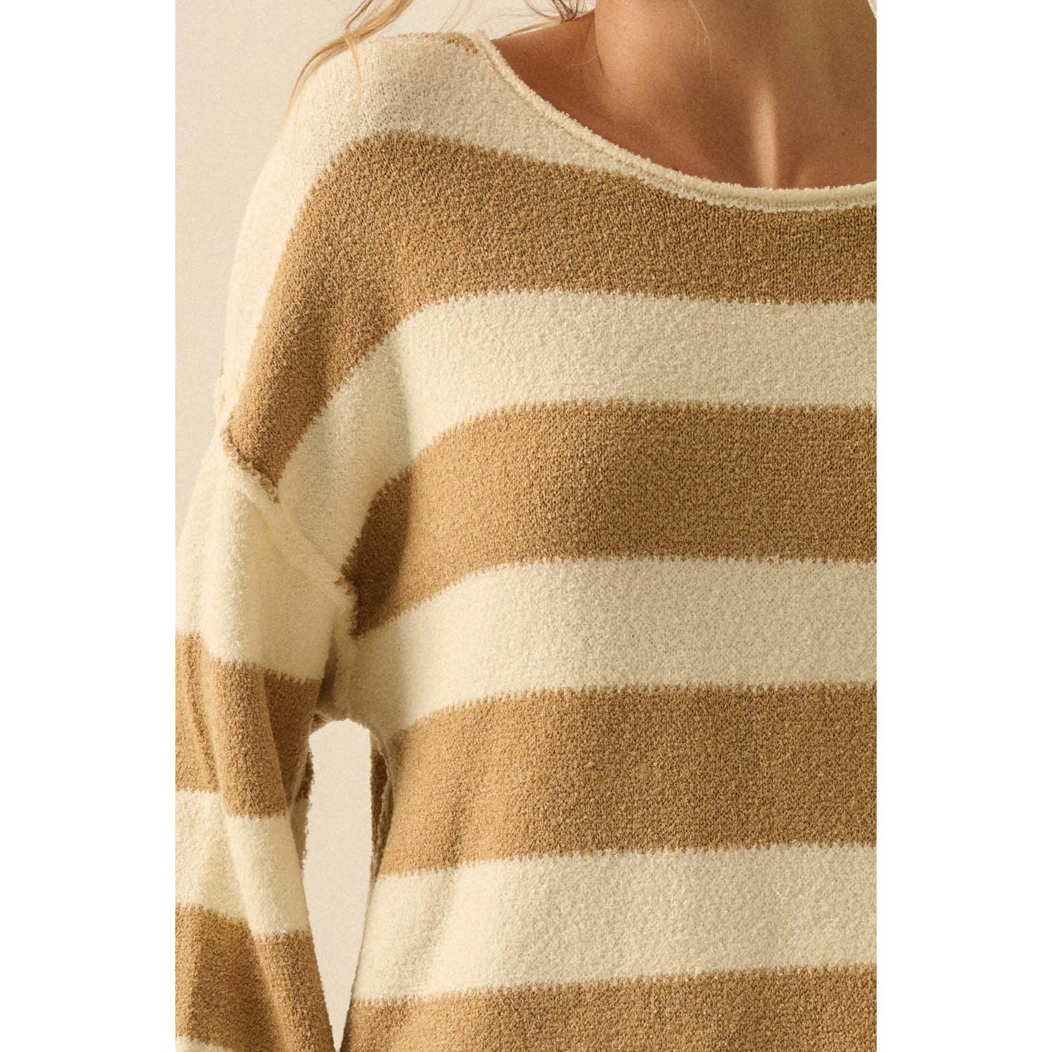 Textured Stripe Sweater || Cream