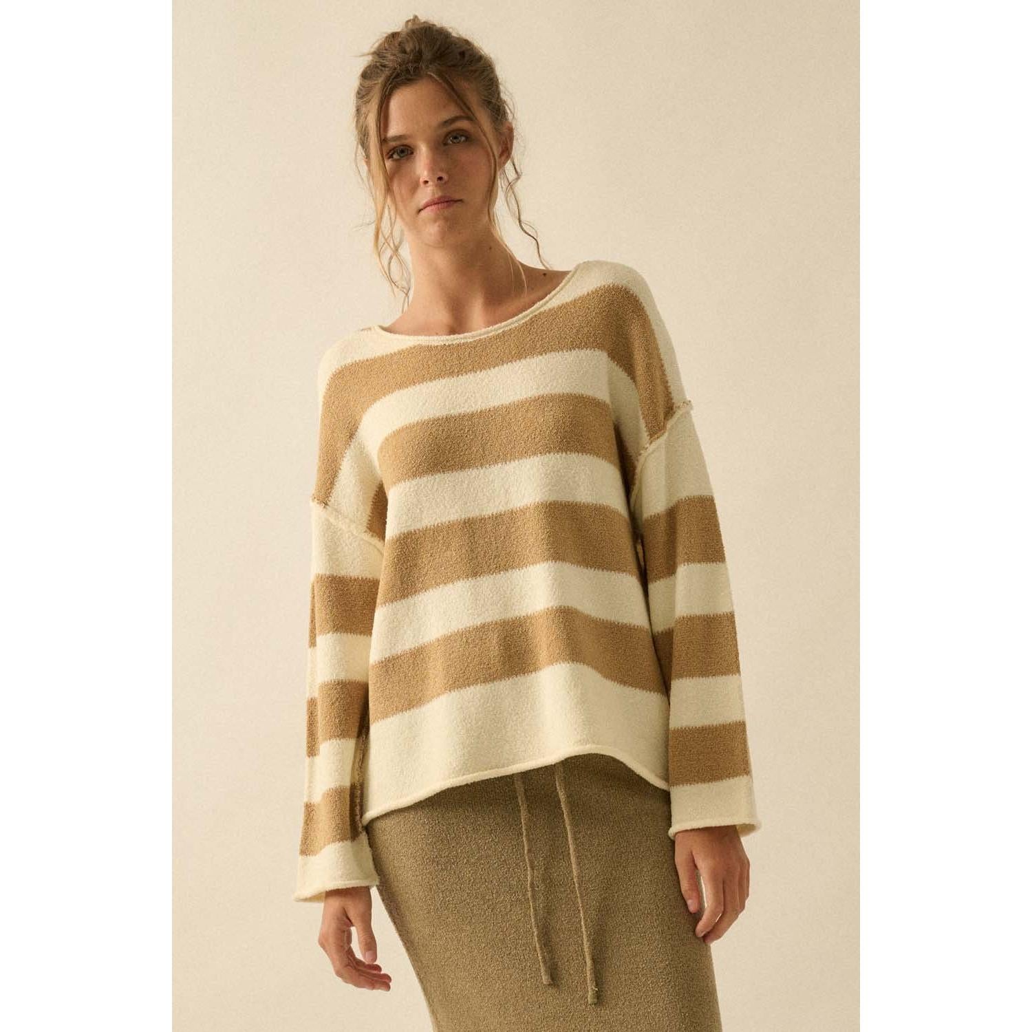 Textured Stripe Sweater cream sand