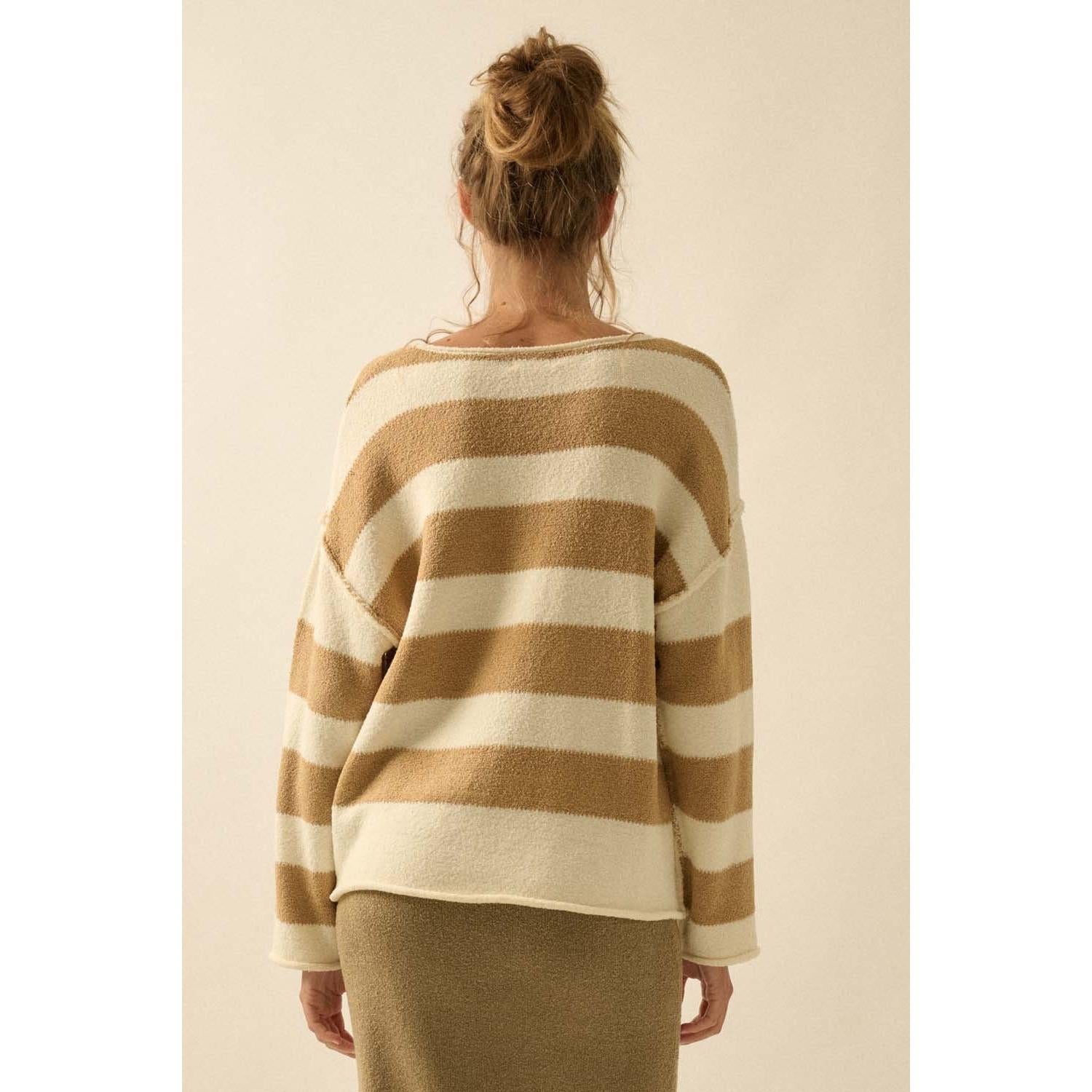 Textured Stripe Sweater || Cream