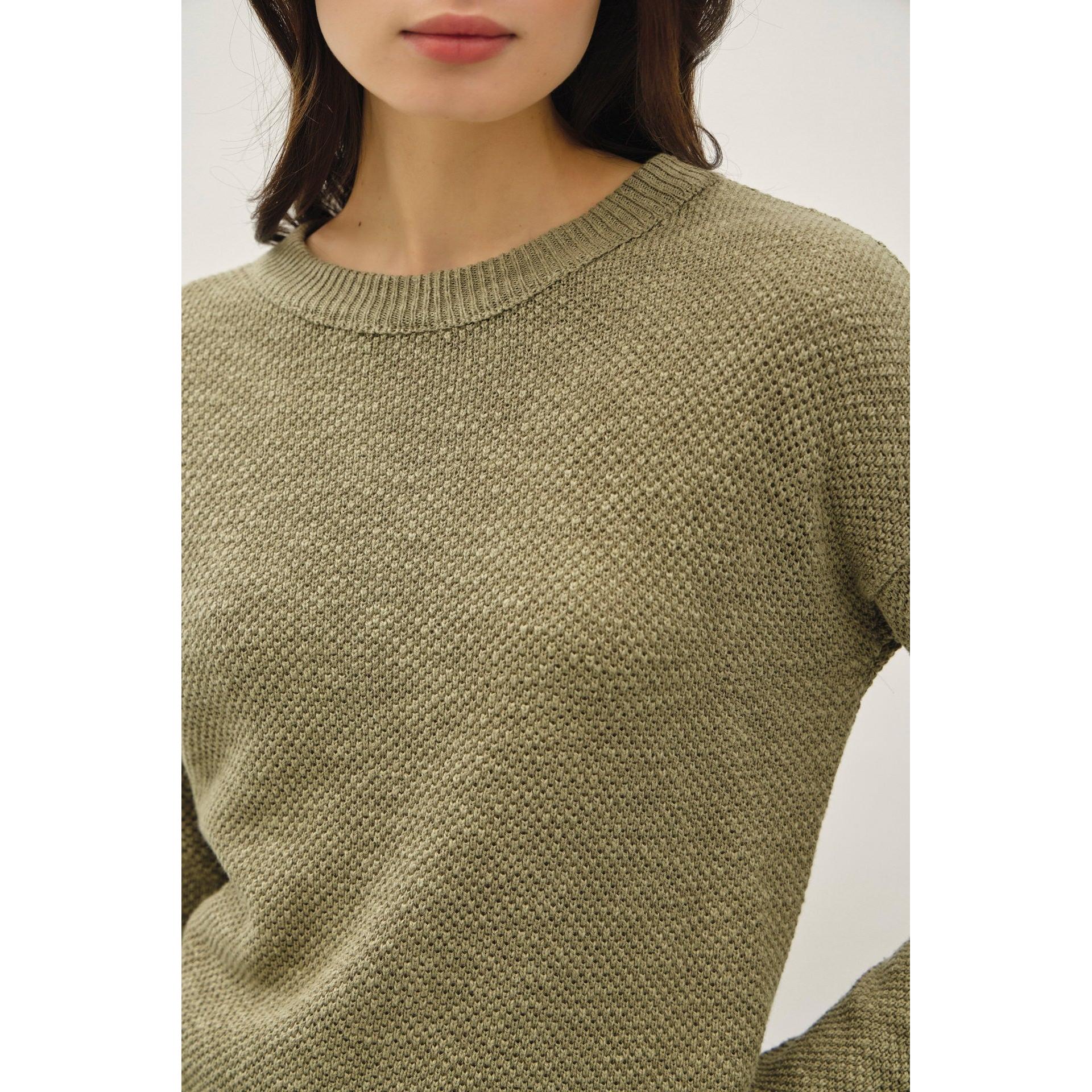 Textured Crewneck Sweater || Olive