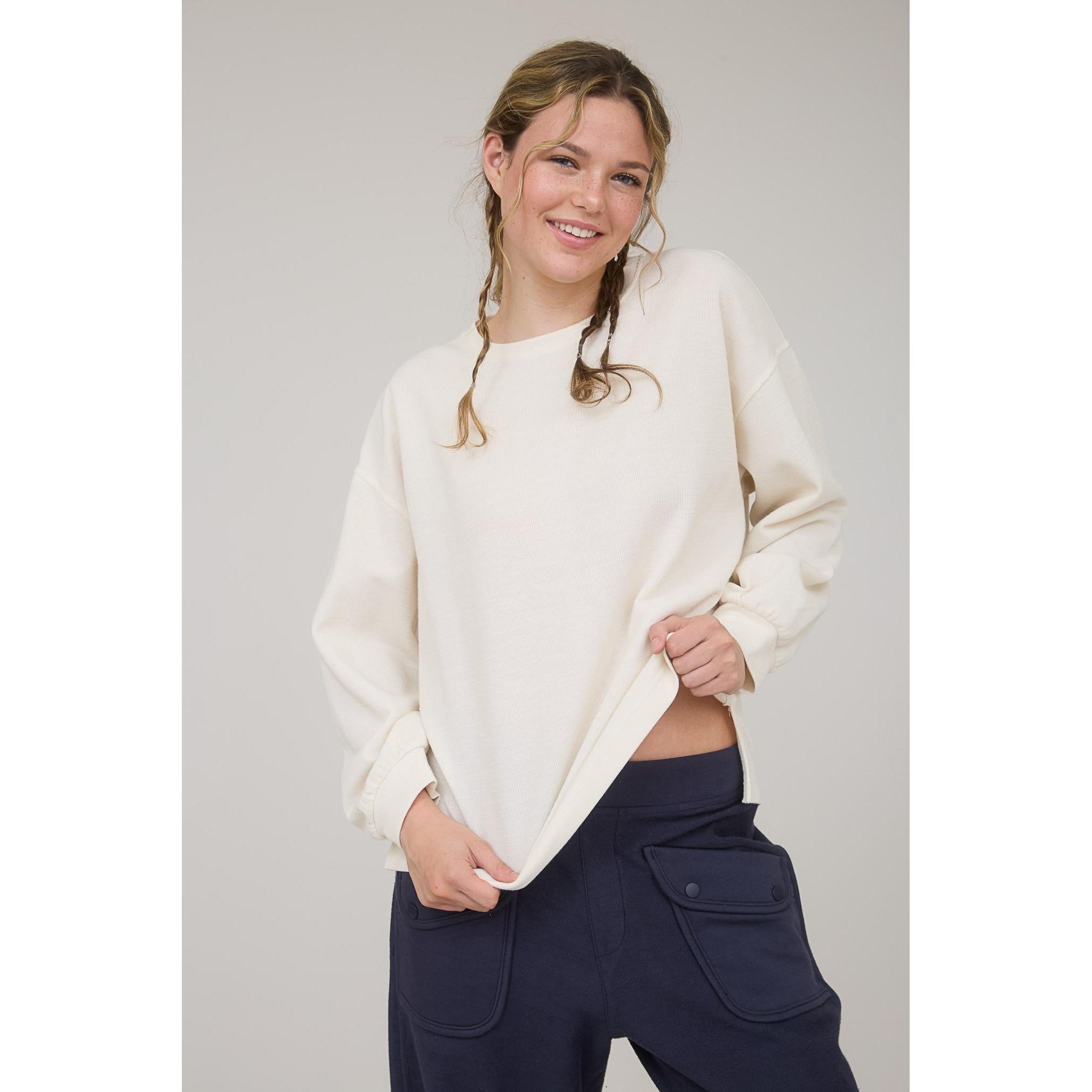 Crewneck Raw Edge Slub Top