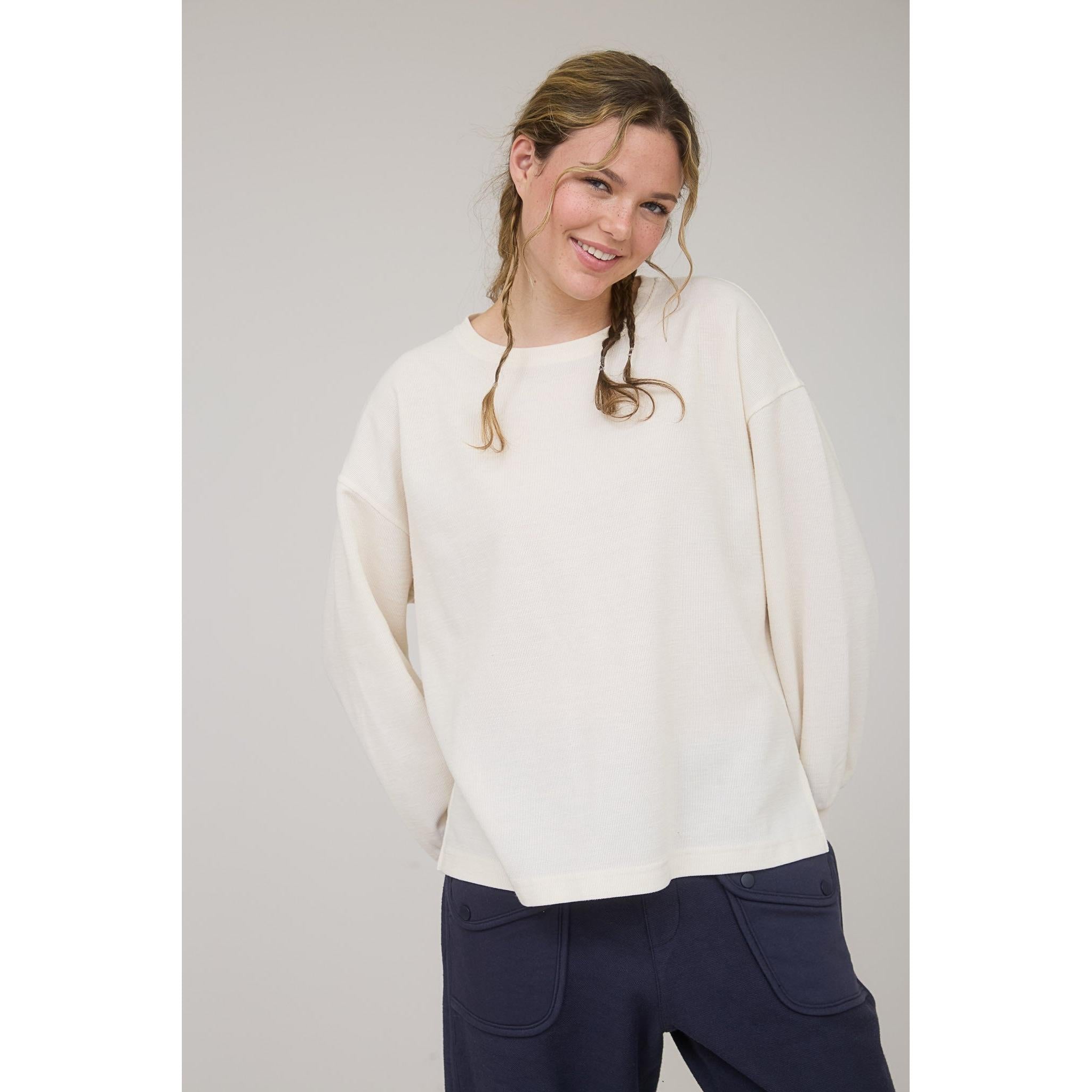 Crewneck Raw Edge Slub Top