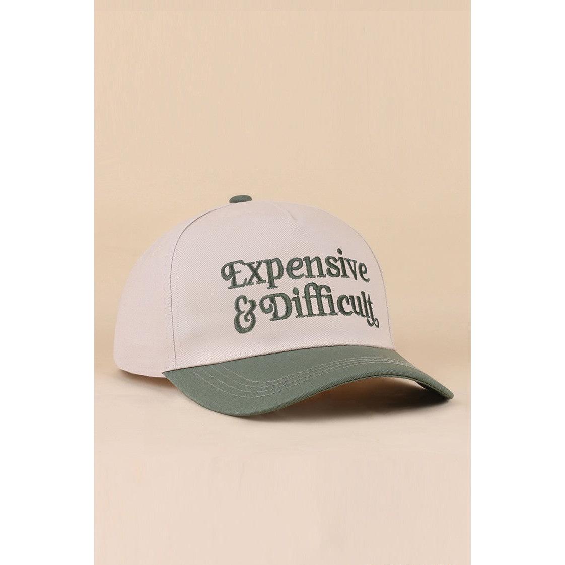 Expensive ad difficult trucker hat with green brim