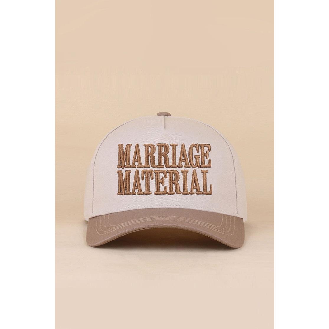 Marriage material hat with mocha bill