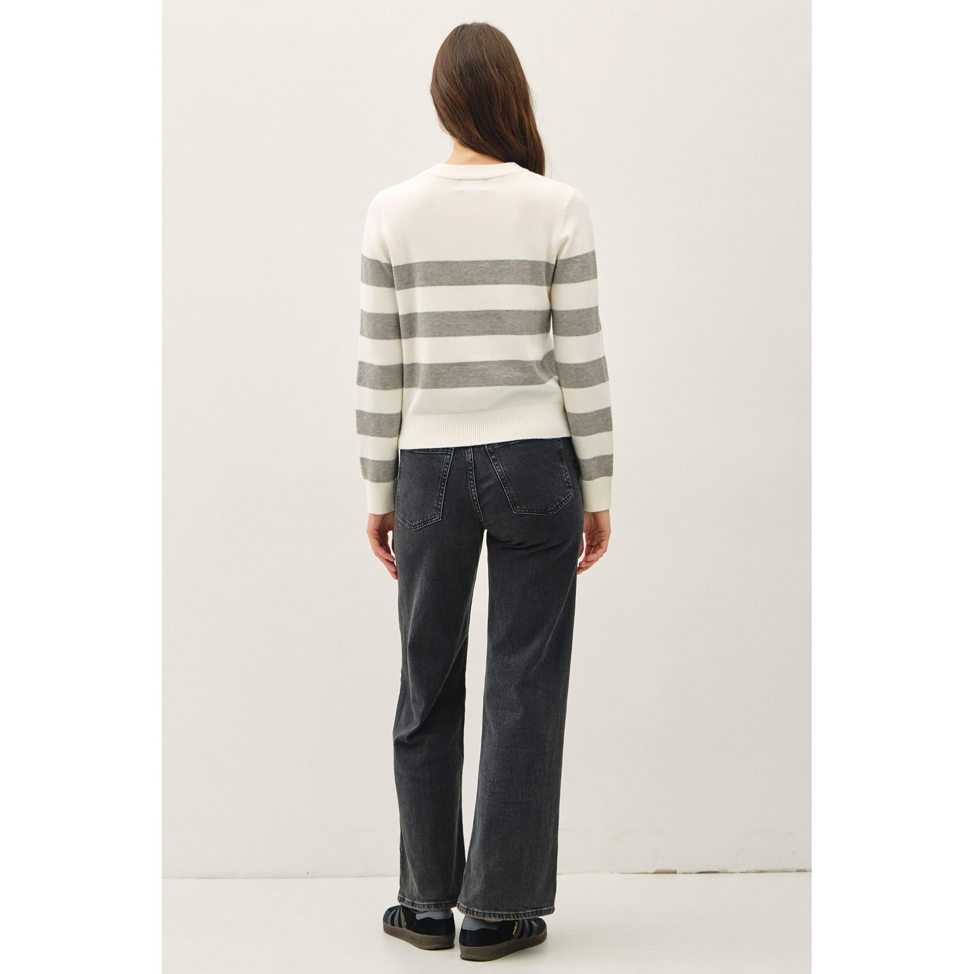 Stripe Crewneck Sweater || Ivory / Heather Grey