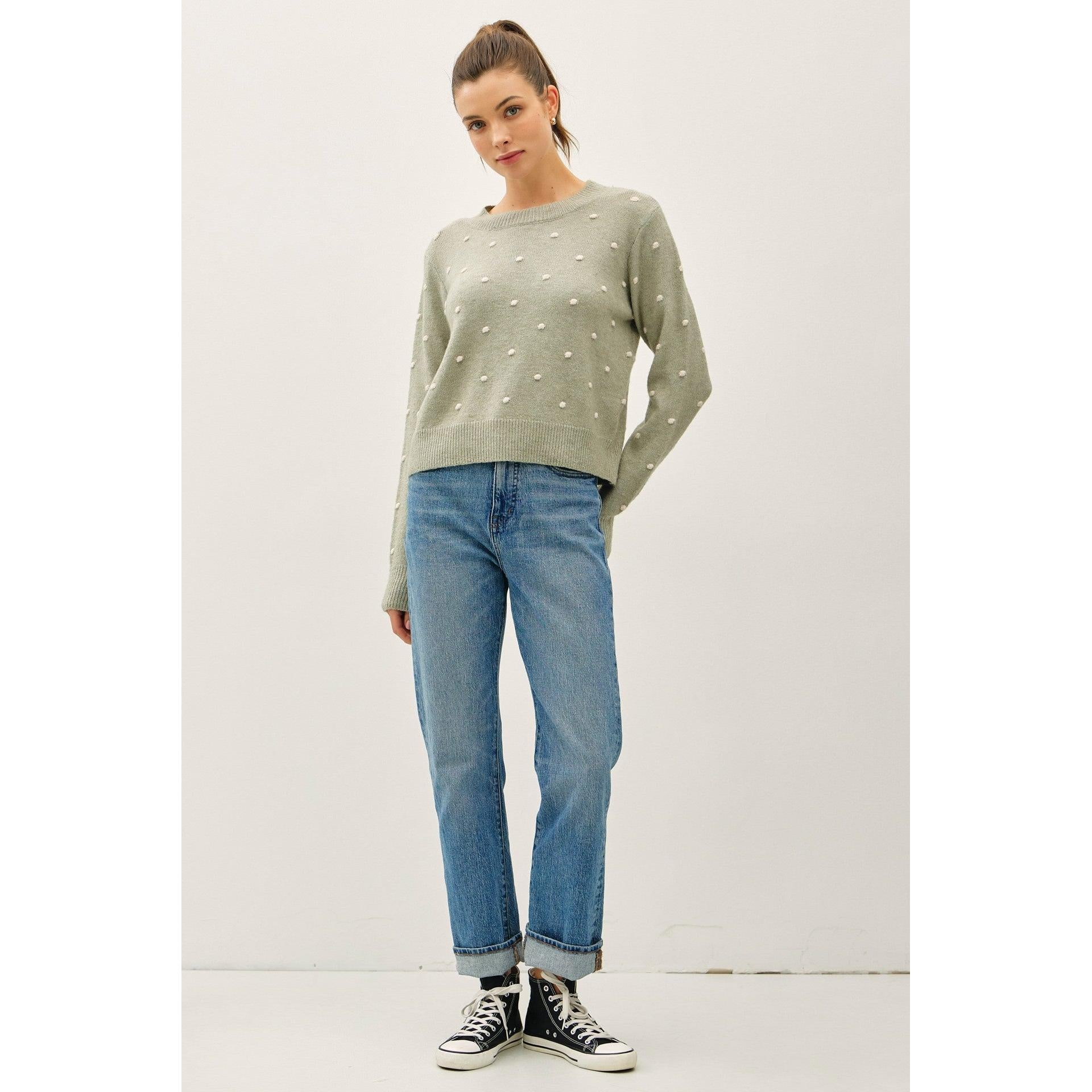 Dot Crewneck Sweater || Sage