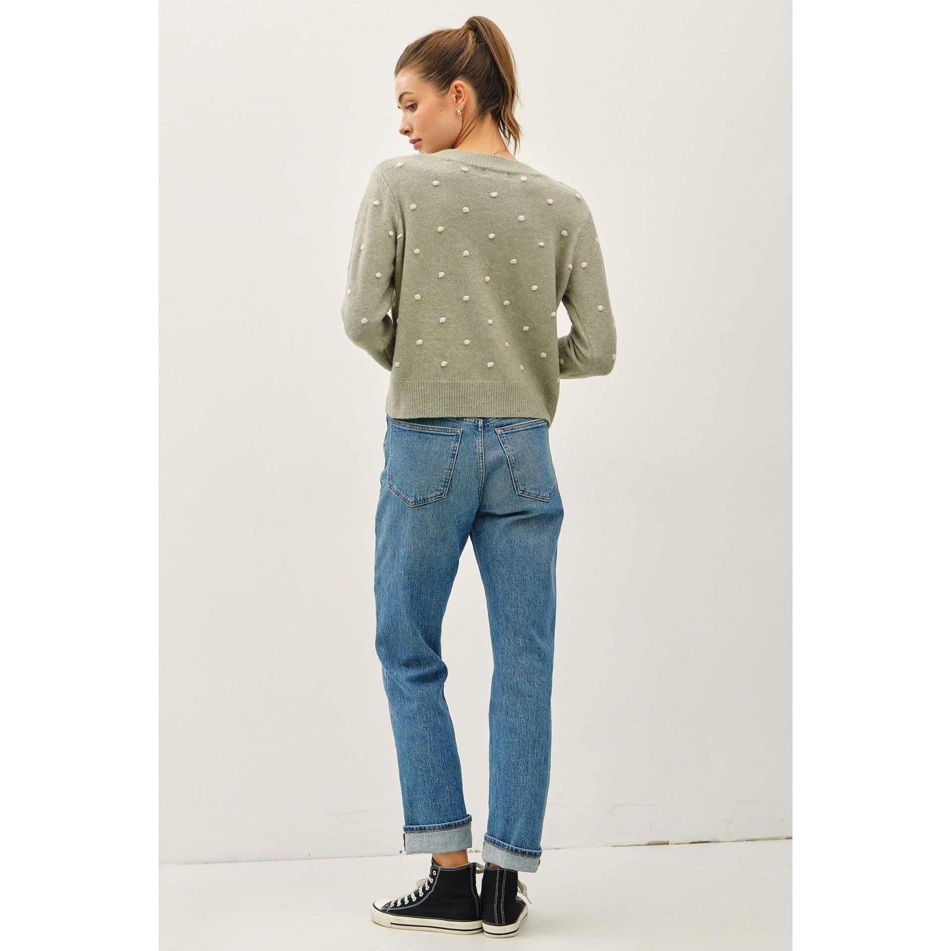 Dot Crewneck Sweater || Sage