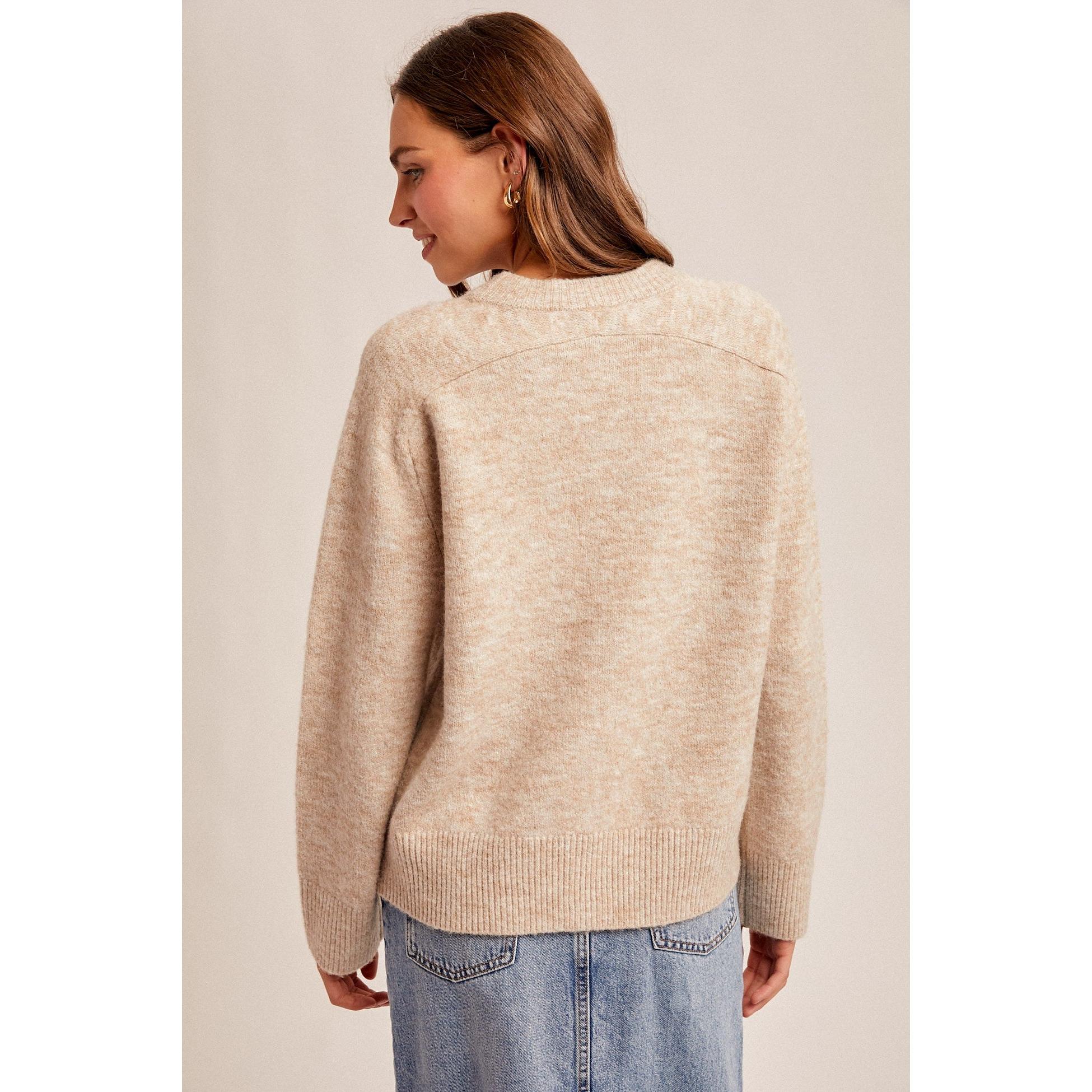 Crewneck Boxy Fit Sweater || Taupe