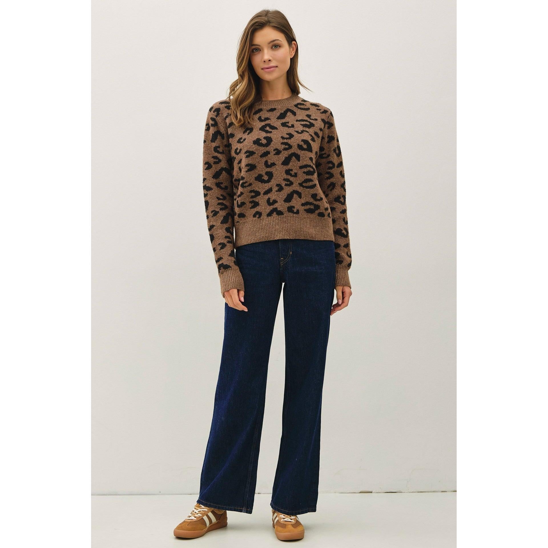 Leopard Print Sweater || Brown