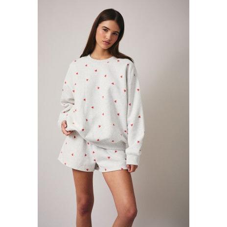 Grey Crewneck sweatshirt with hearts