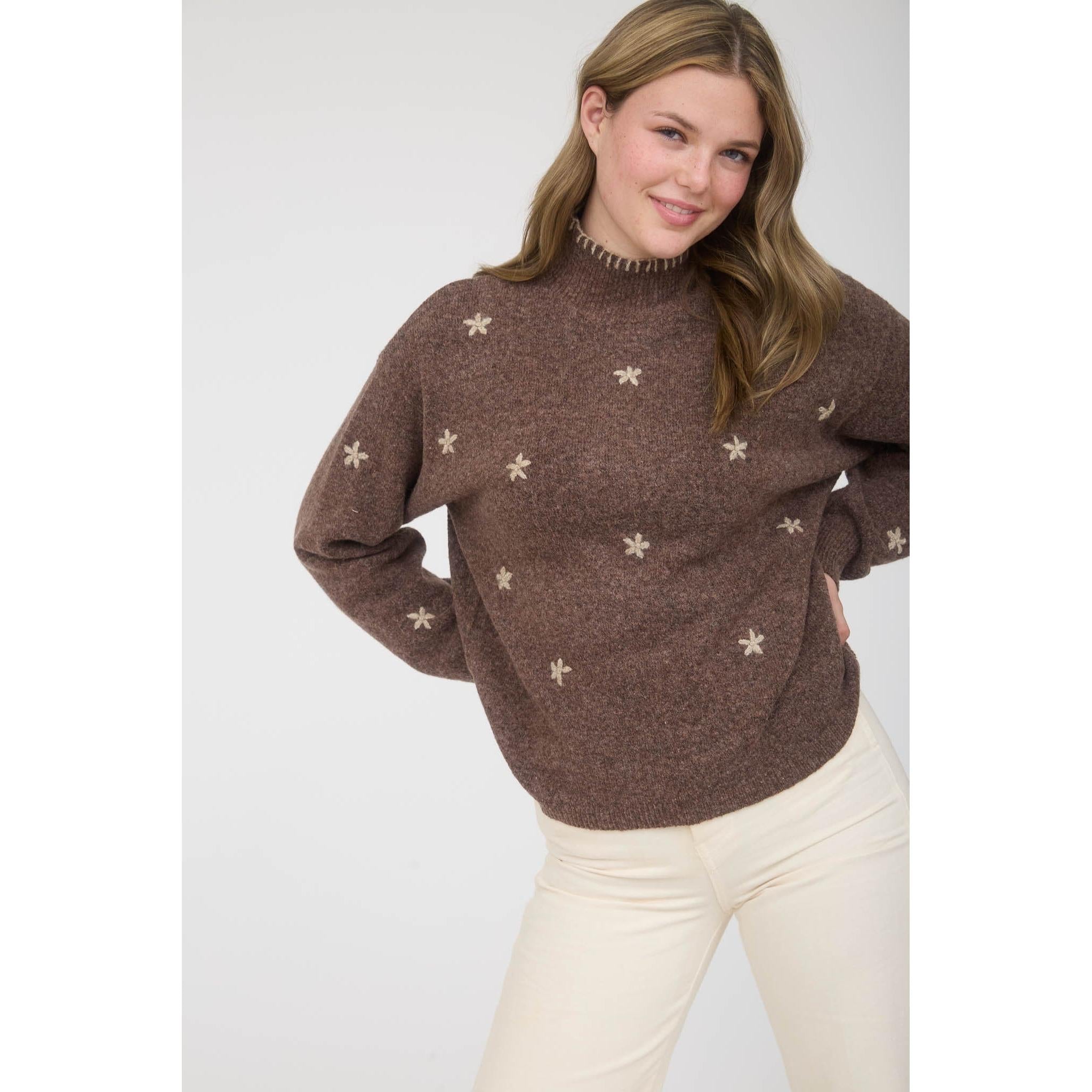 Floral Print Sweater || Brown